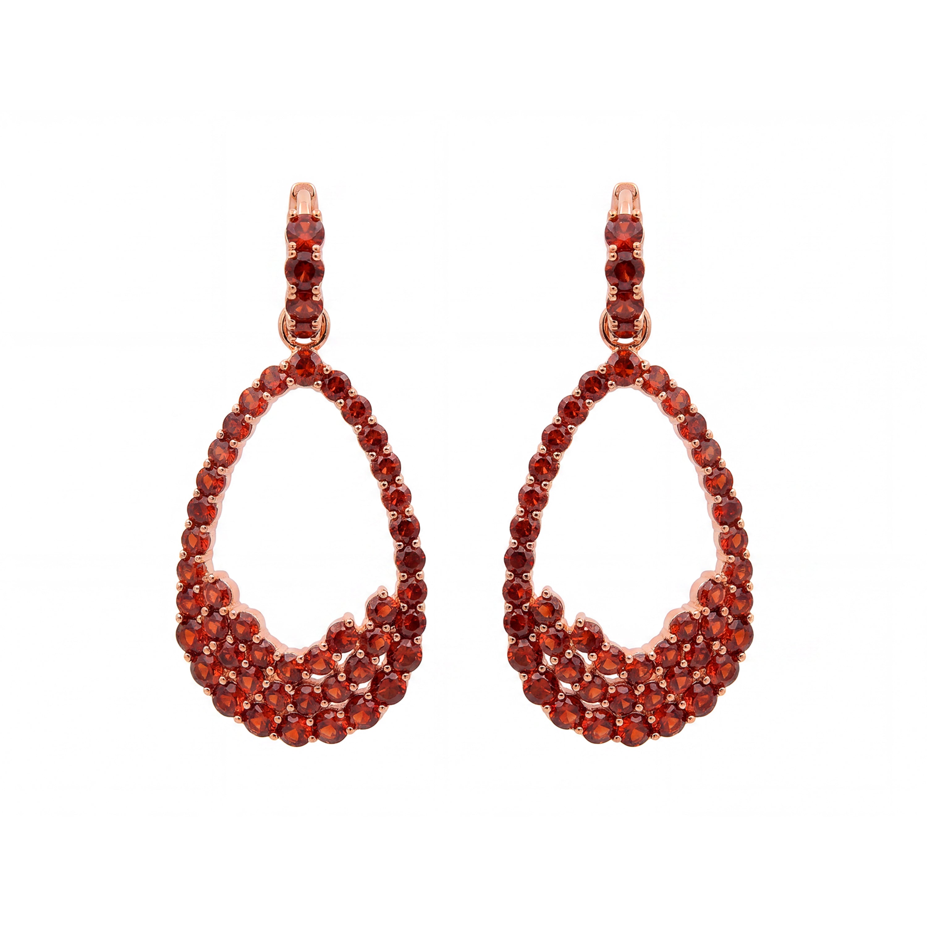 Pendientes de Aleación de Metal y Circonita Rubí acabado en oro rosa de 18k - Dimlac