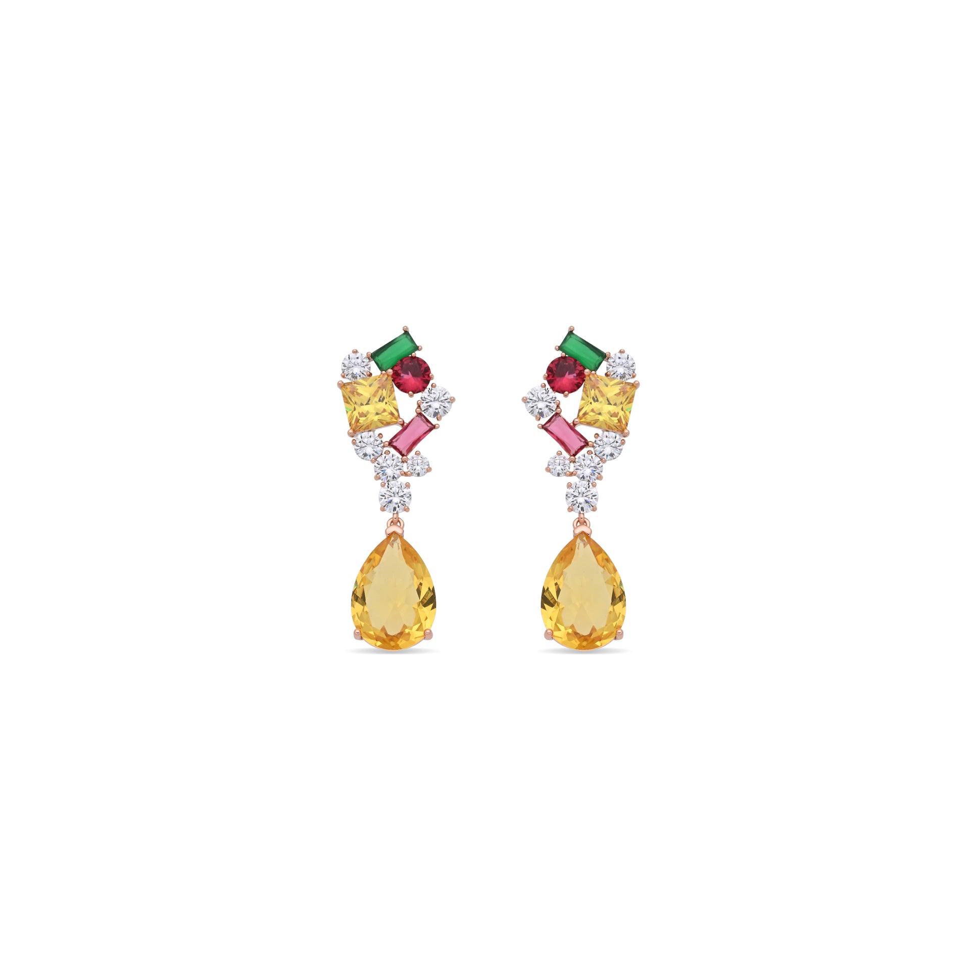 Pendientes de Aleación de Metal y Circonita Multicolor acabado en oro rosa de 18k - Lamon