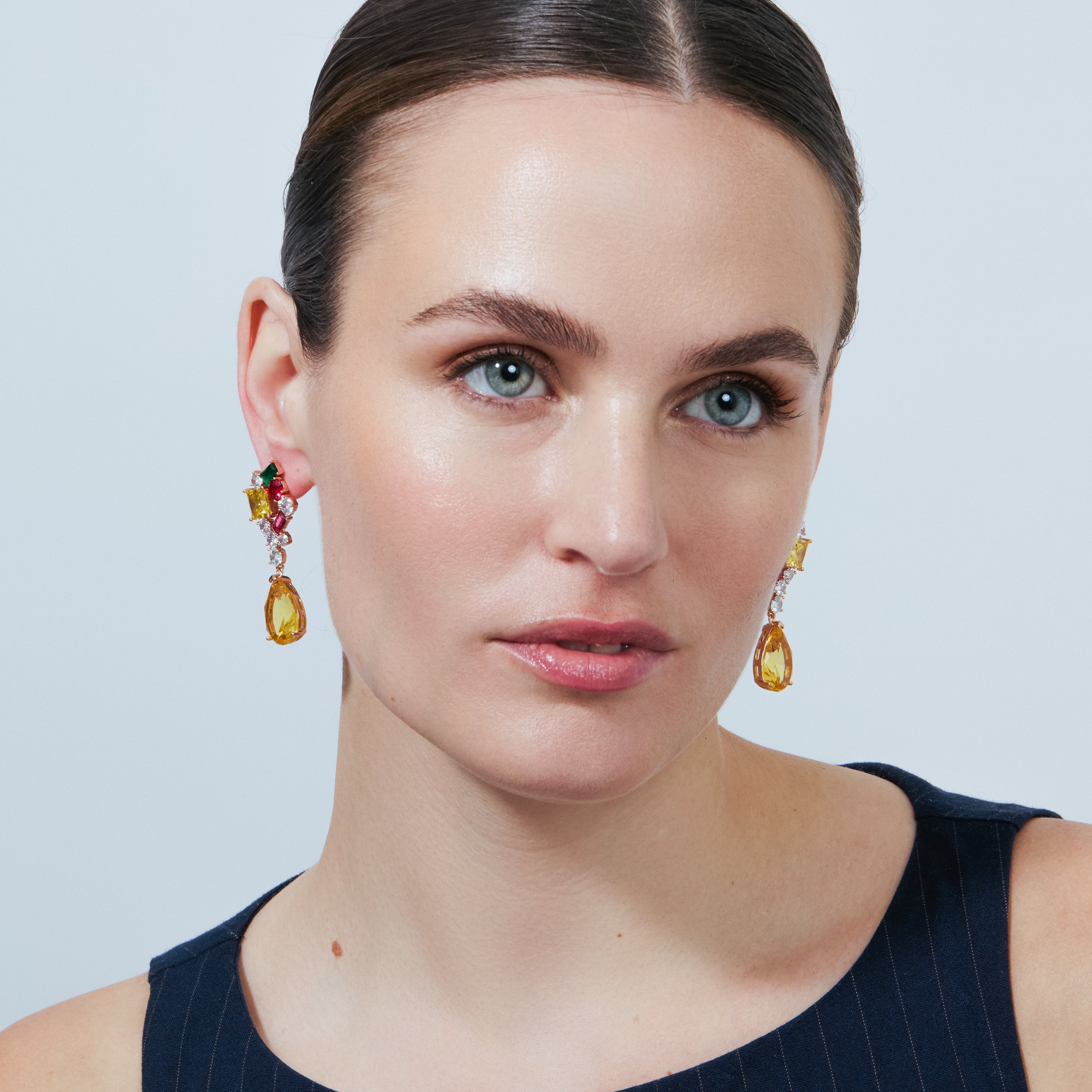 Pendientes de Aleación de Metal y Circonita Multicolor acabado en oro rosa de 18k - Lamon