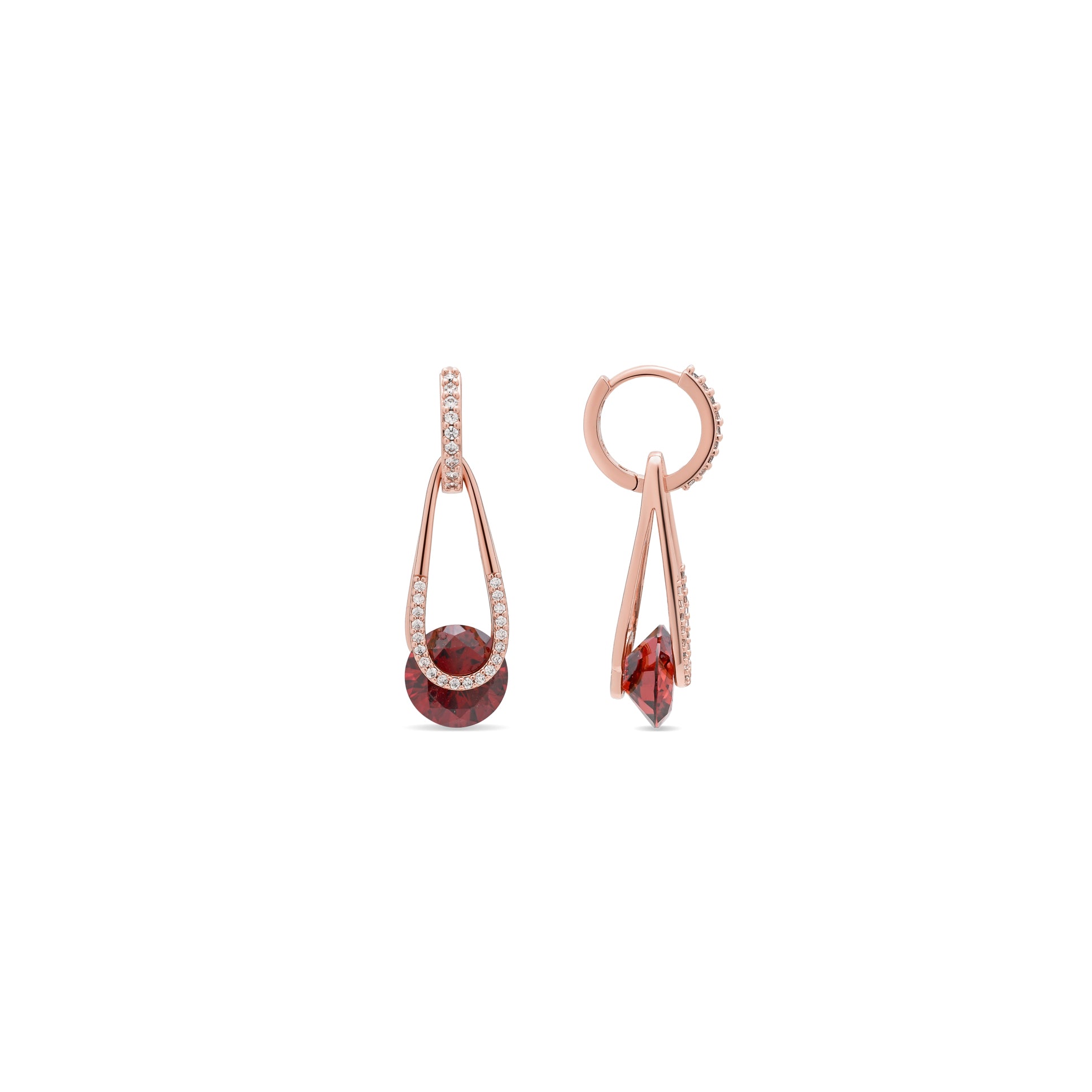 Pendientes de Aleación de Metal y Circonita Amatista acabado en oro rosa de 18k - Gorsu