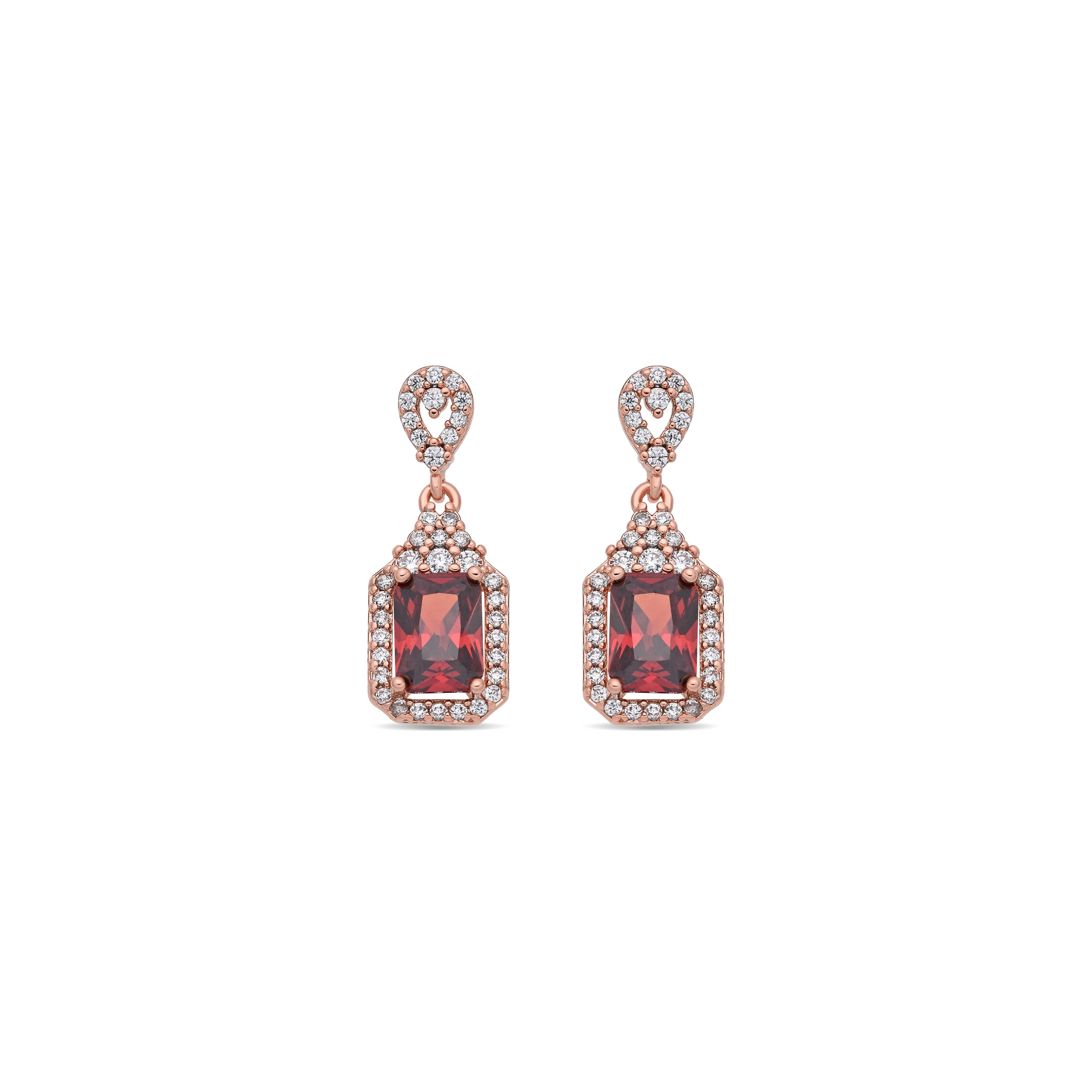 Pendientes de Aleación de Metal y Circonita Rubí acabado en oro rosa de 18k - Lely