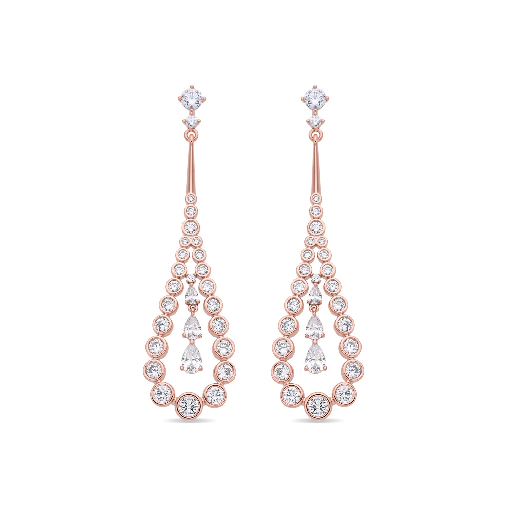 Pendientes de Aleación de Metal y Circonita Brillante acabado en oro rosa de 18k - Nyex