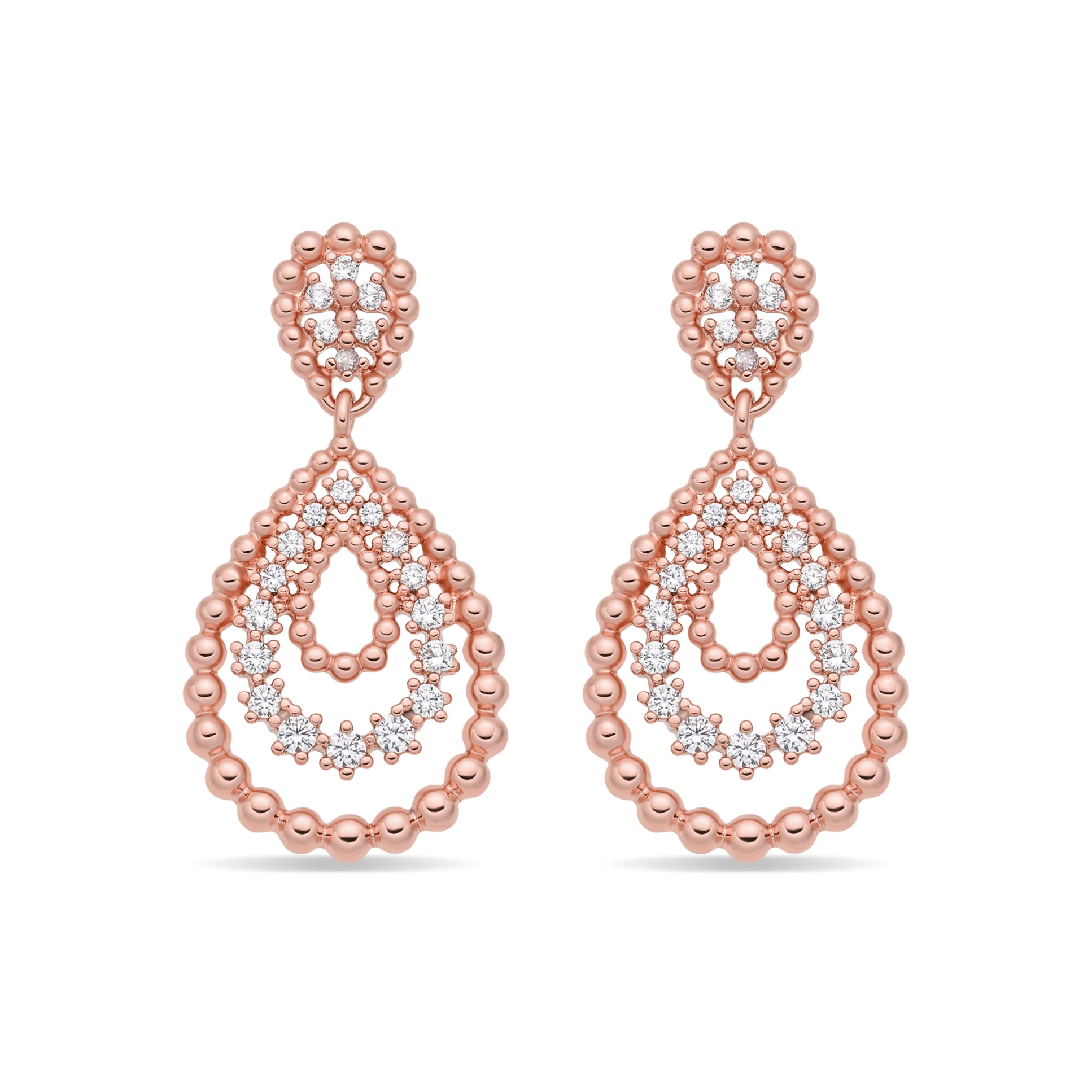 Pendientes de Aleación de Metal y Circonita Brillante acabado en oro rosa de 18k - Beelys
