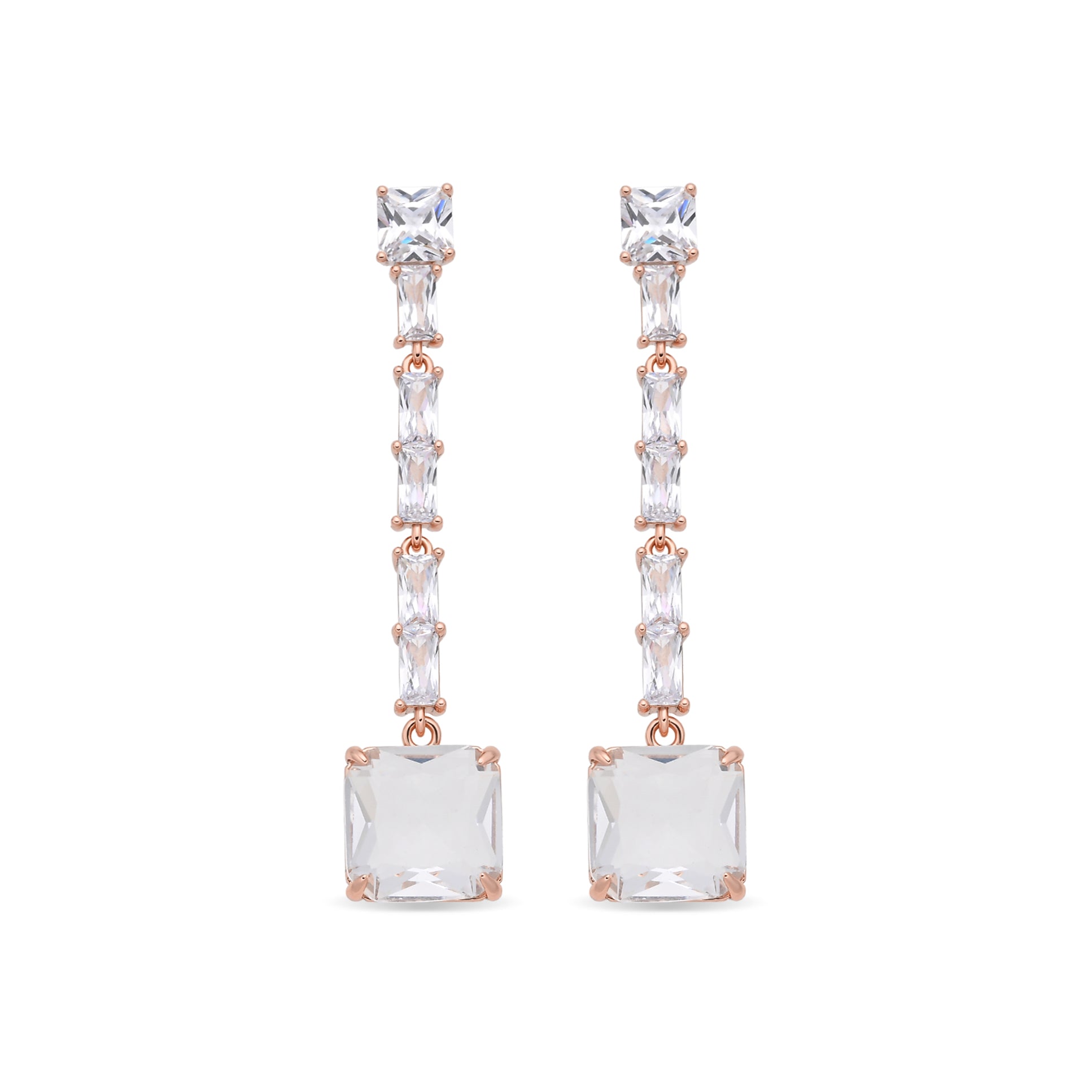 Pendientes de Aleación de Metal y Circonita Brillante acabado en oro rosa de 18k - Sam