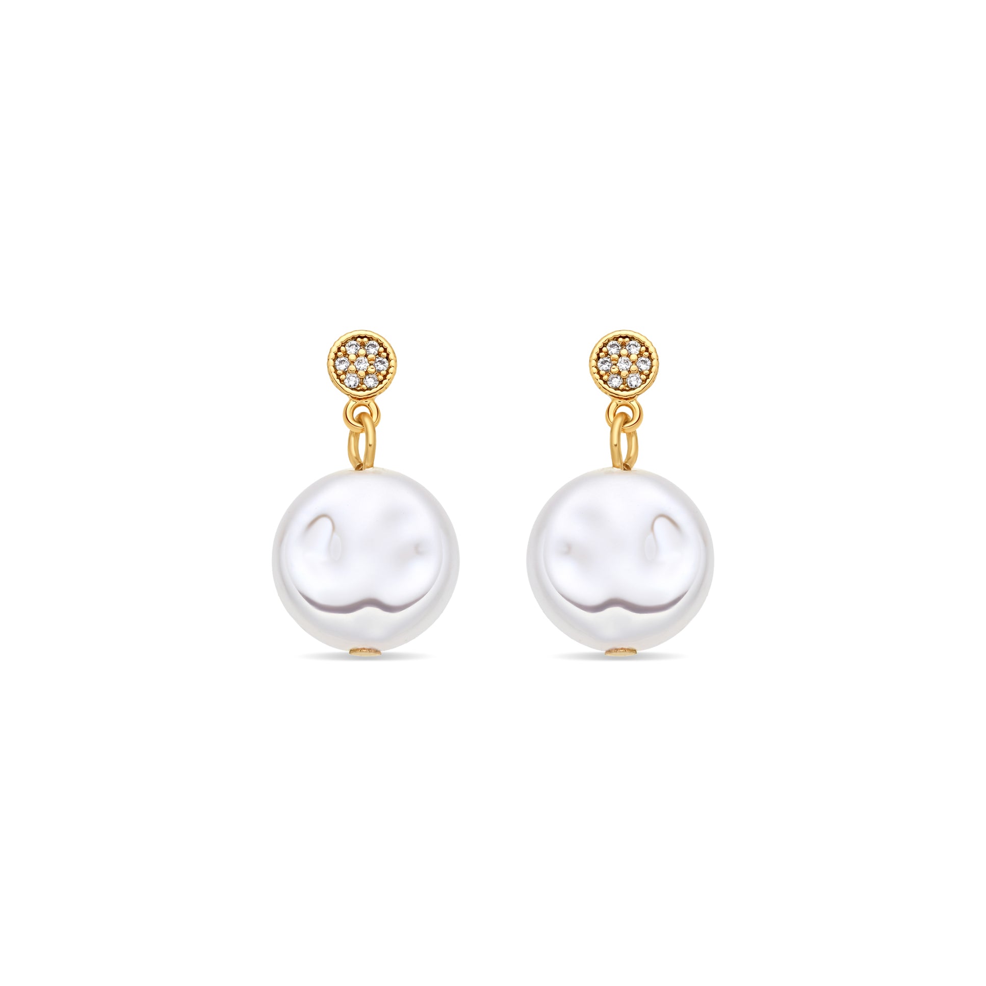 Pendientes de Aleación de Metal y Perla Blanca acabado en oro rosa de 18k - Rajlas