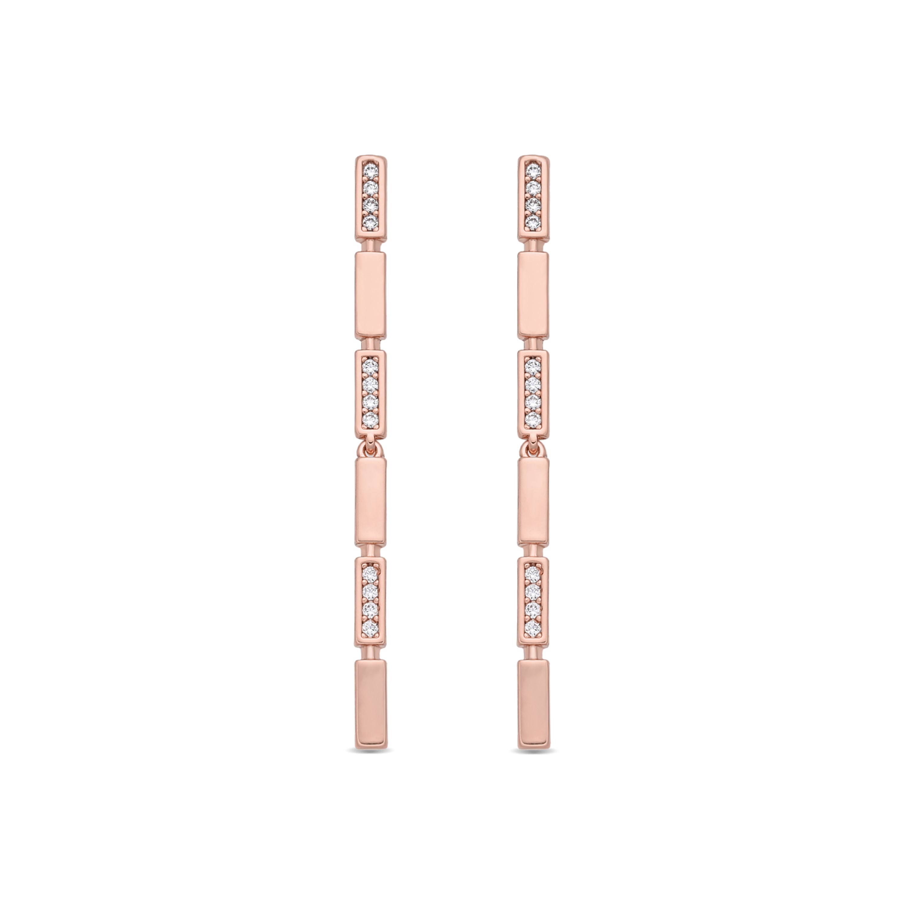 Pendientes de Aleación de Metal y Circonita Brillante acabado en oro rosa de 18k - Shahjal