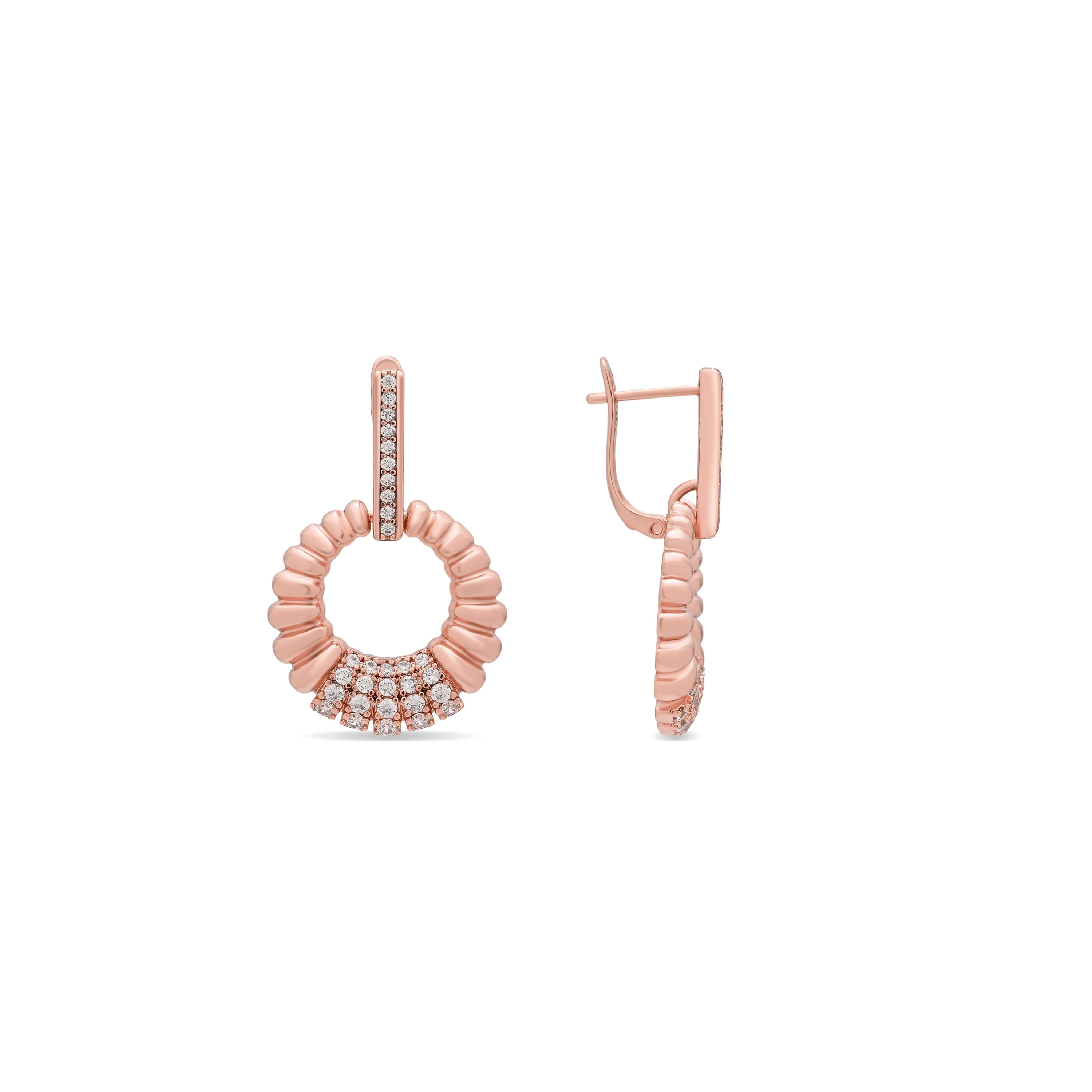 Pendientes de Aleación de Metal y Circonita Brillante acabado en oro rosa de 18k - Ritan