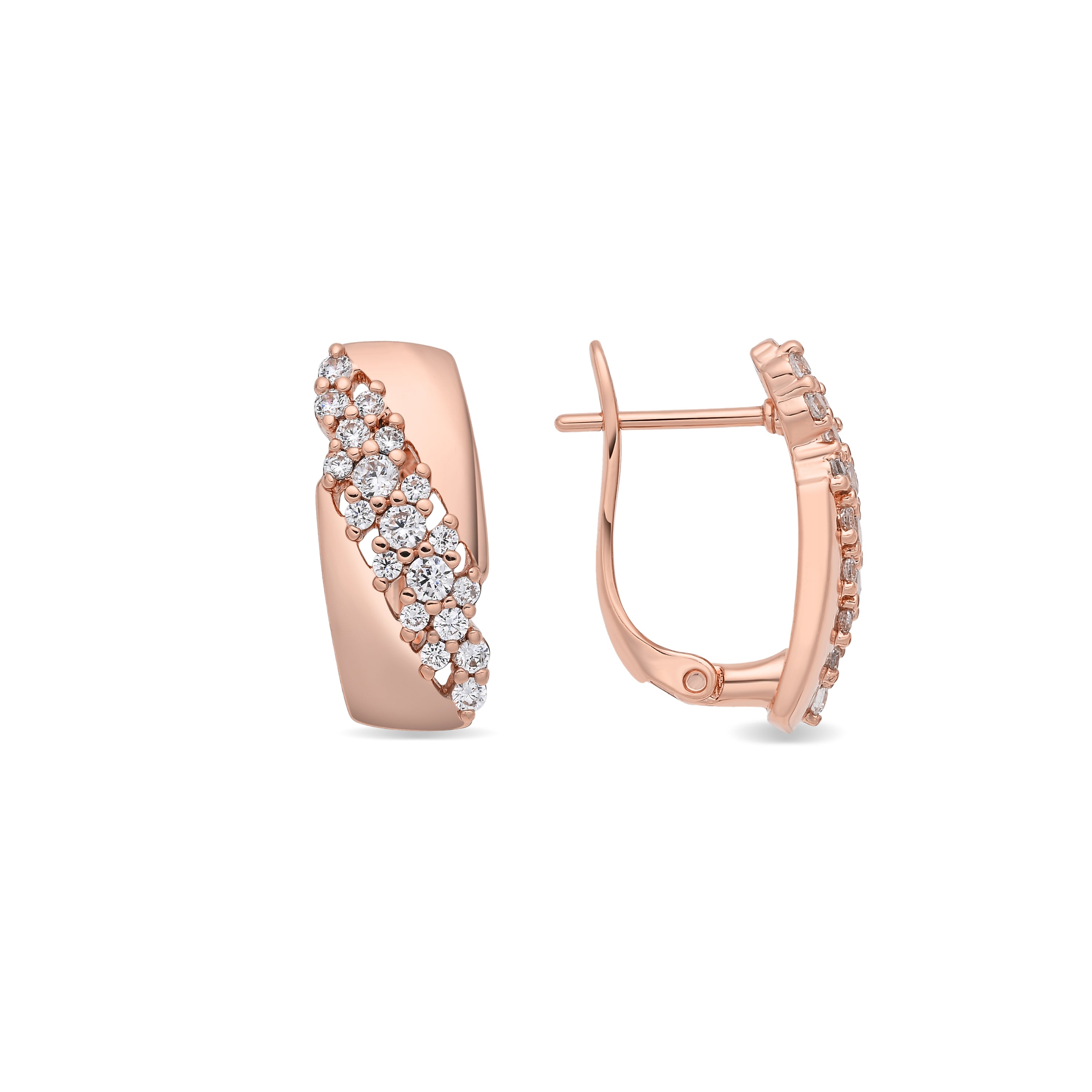 Pendientes de Aleación de Metal y Circonita Brillante acabado en oro rosa de 18k - Dibras