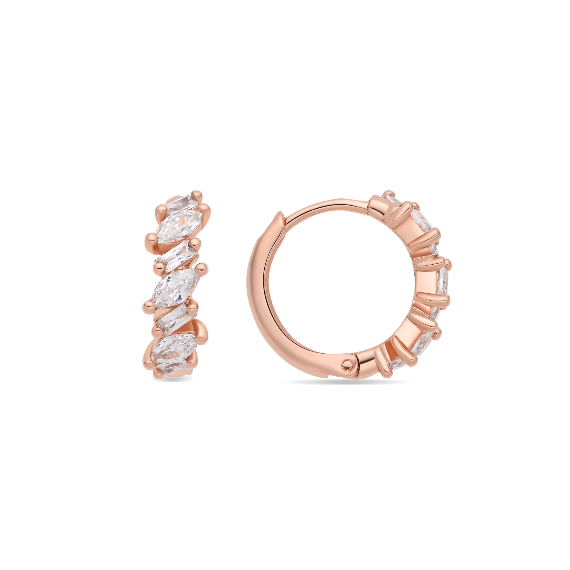 Pendientes de Aleación de Metal y Circonita Brillante acabado en oro rosa de 18k - Bao