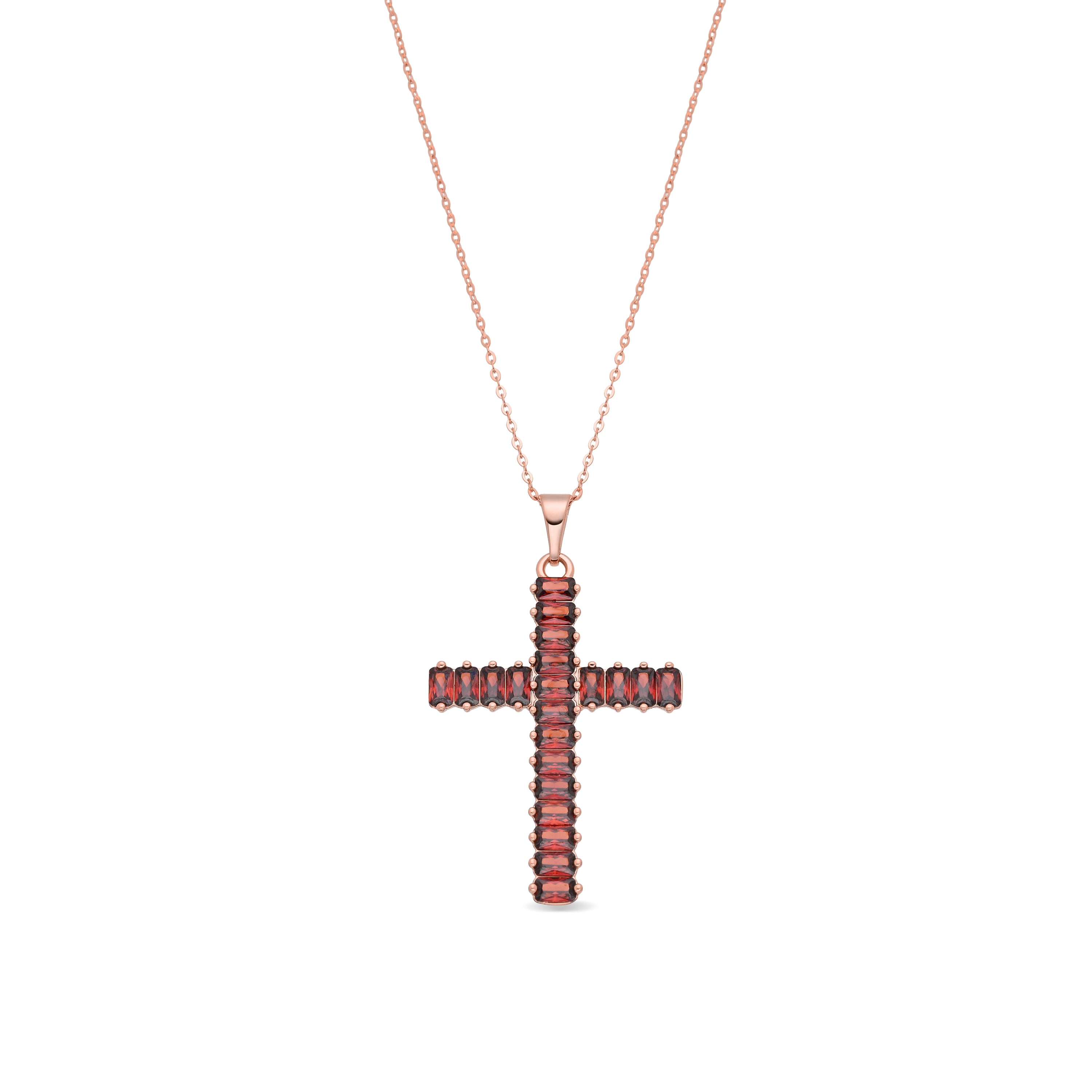 Collar de Aleación de Metal y Circonita Amatista acabado en oro rosa de 18k - Casiro