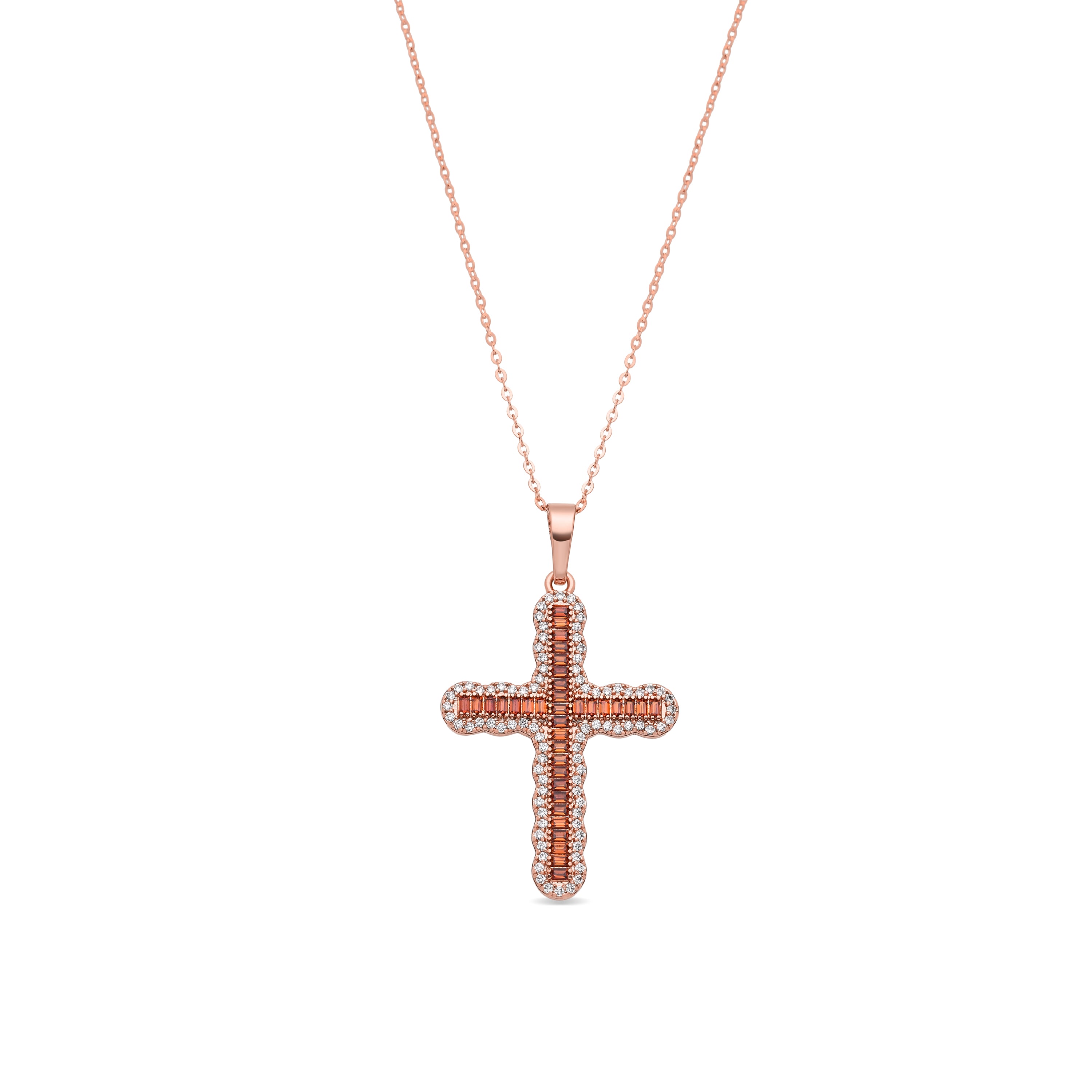 Collar de Aleación de Metal y Circonita Naranja acabado en oro rosa de 18k - Emfir