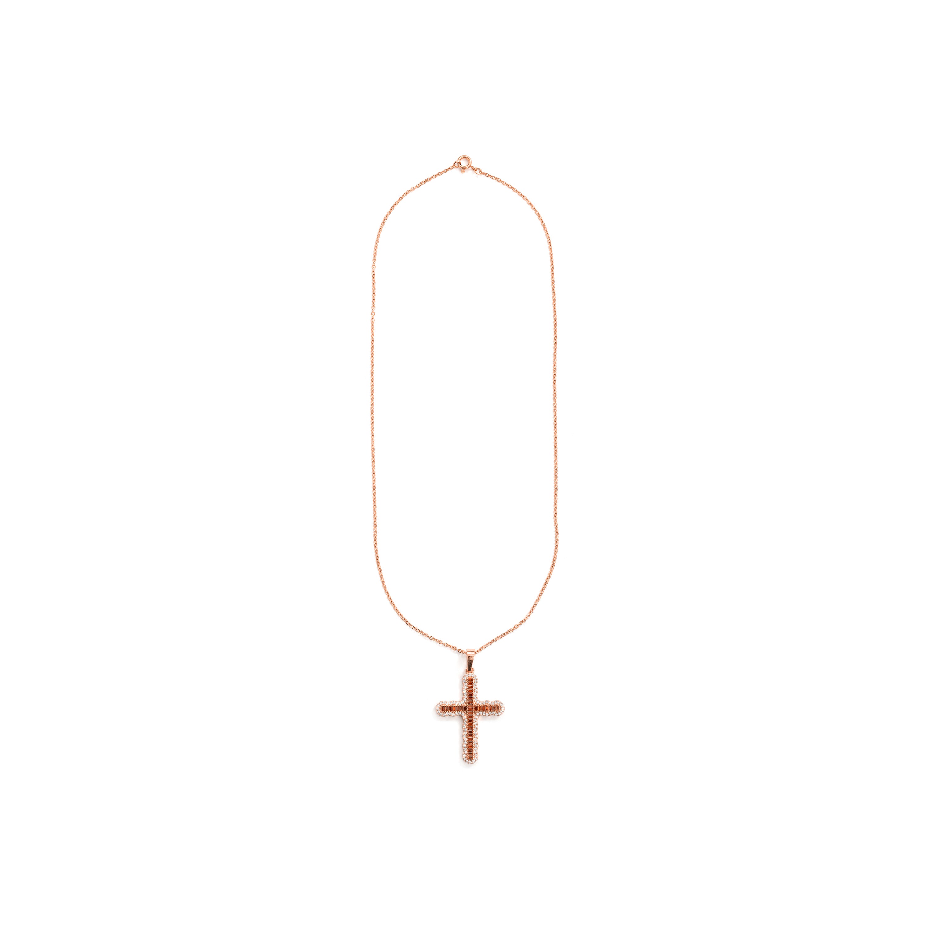 Collar de Aleación de Metal y Circonita Naranja acabado en oro rosa de 18k - Emfir
