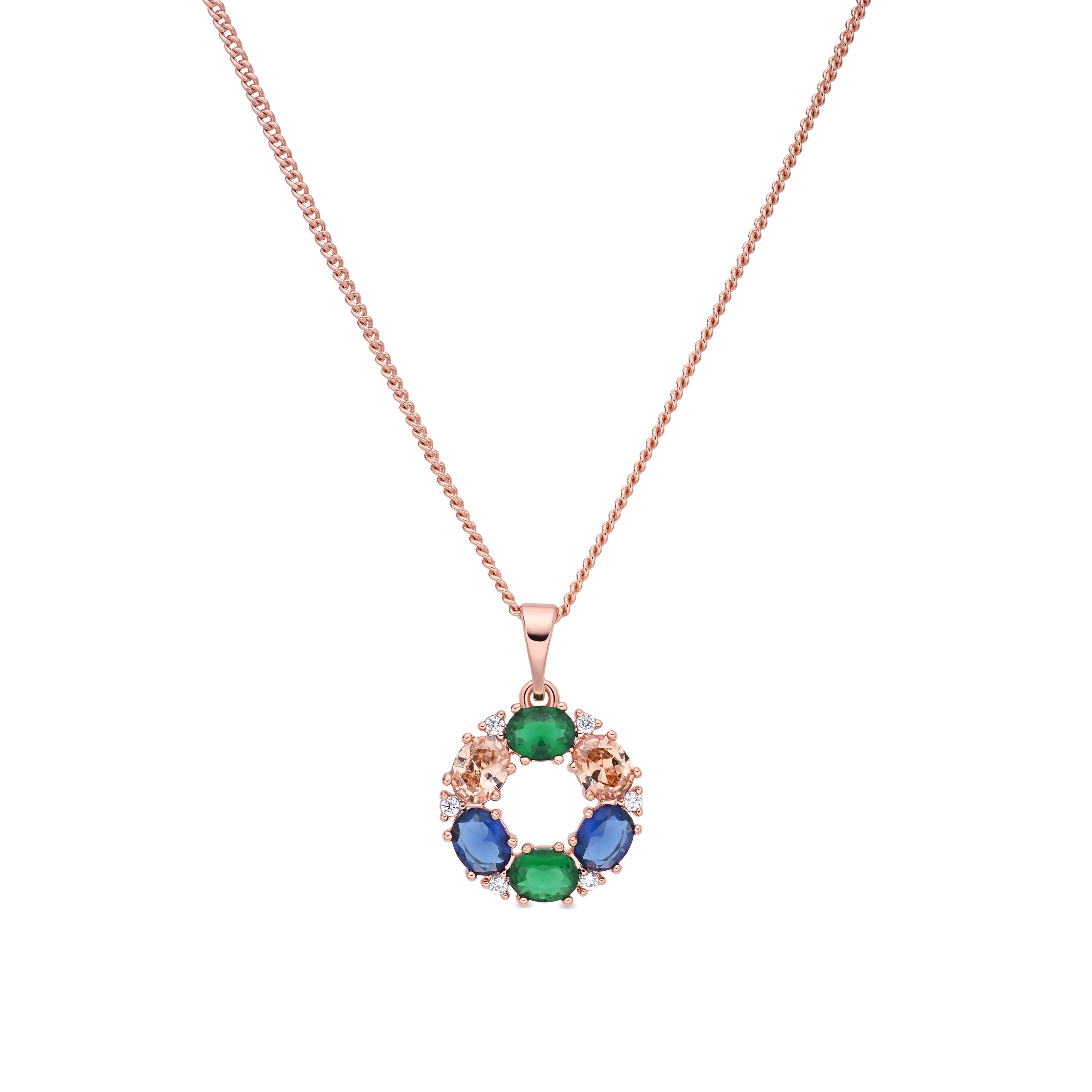 Collar de Circonita Multicolor acabado en oro rosa de 18k - Jafne