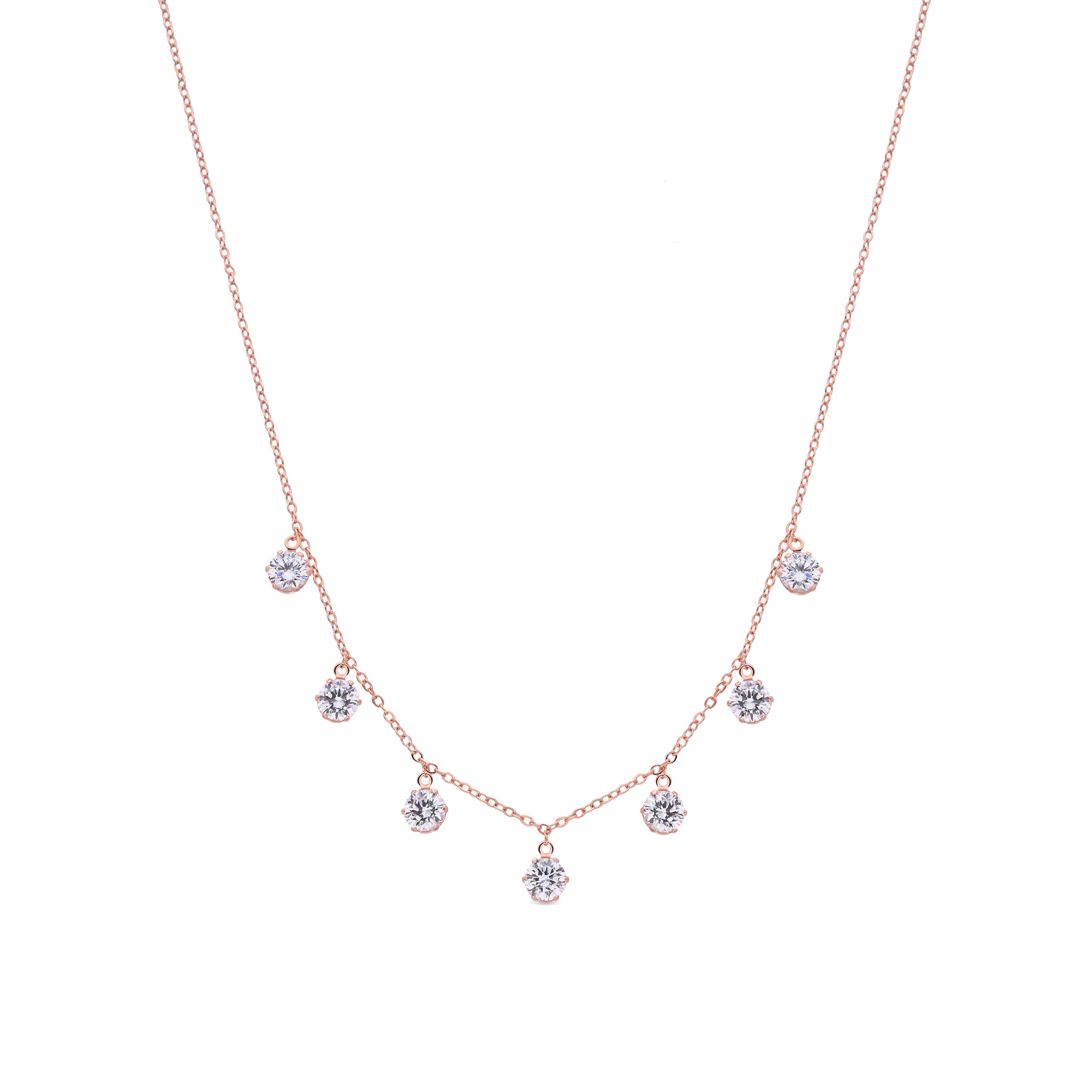 Collar de Circonita Brillante acabado en oro rosa de 18k - Coaro