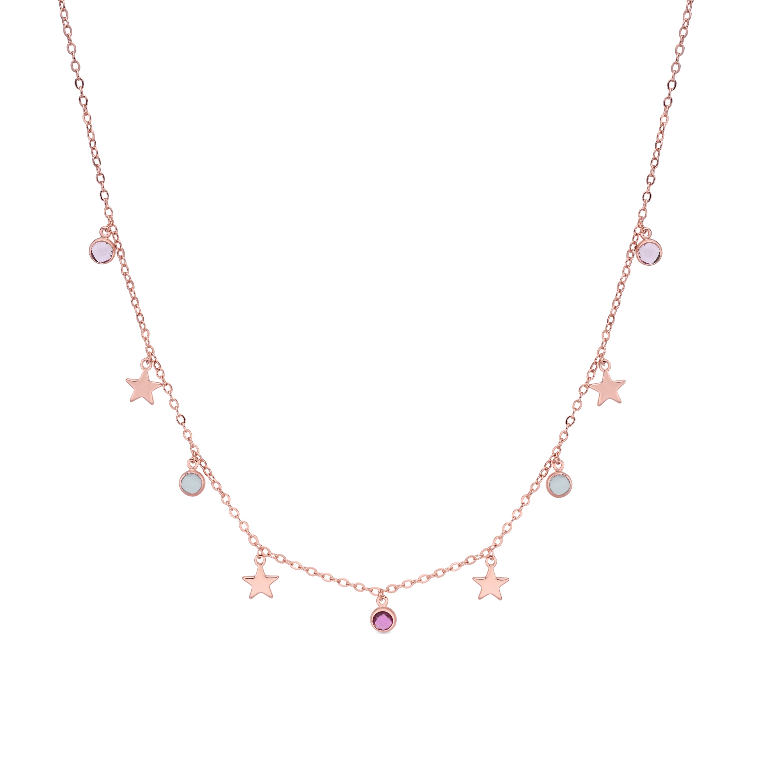 Collar de Circonita Multicolor acabado en oro rosa de 18k - Varwi