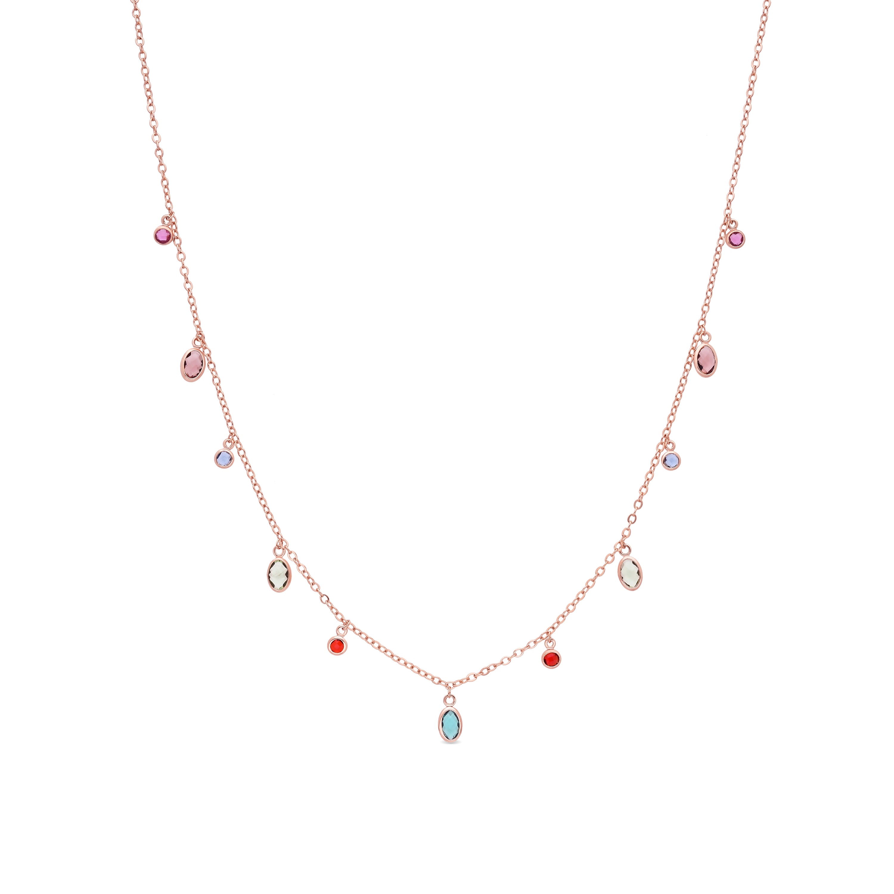 Collar de Circonita Multicolor acabado en oro rosa de 18k - Orsu