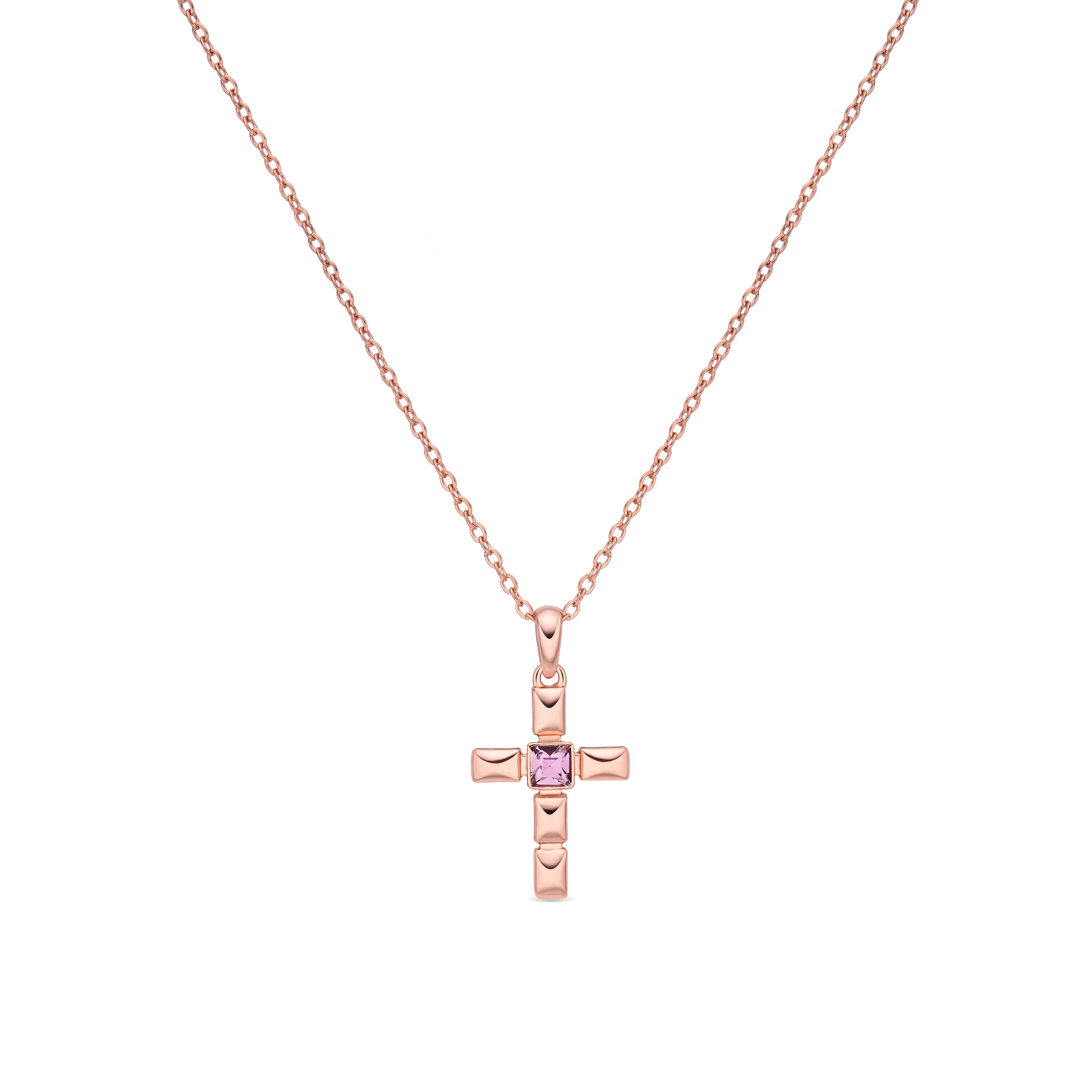 Collar de Circonita Amatista acabado en oro rosa de 18k - Dawon