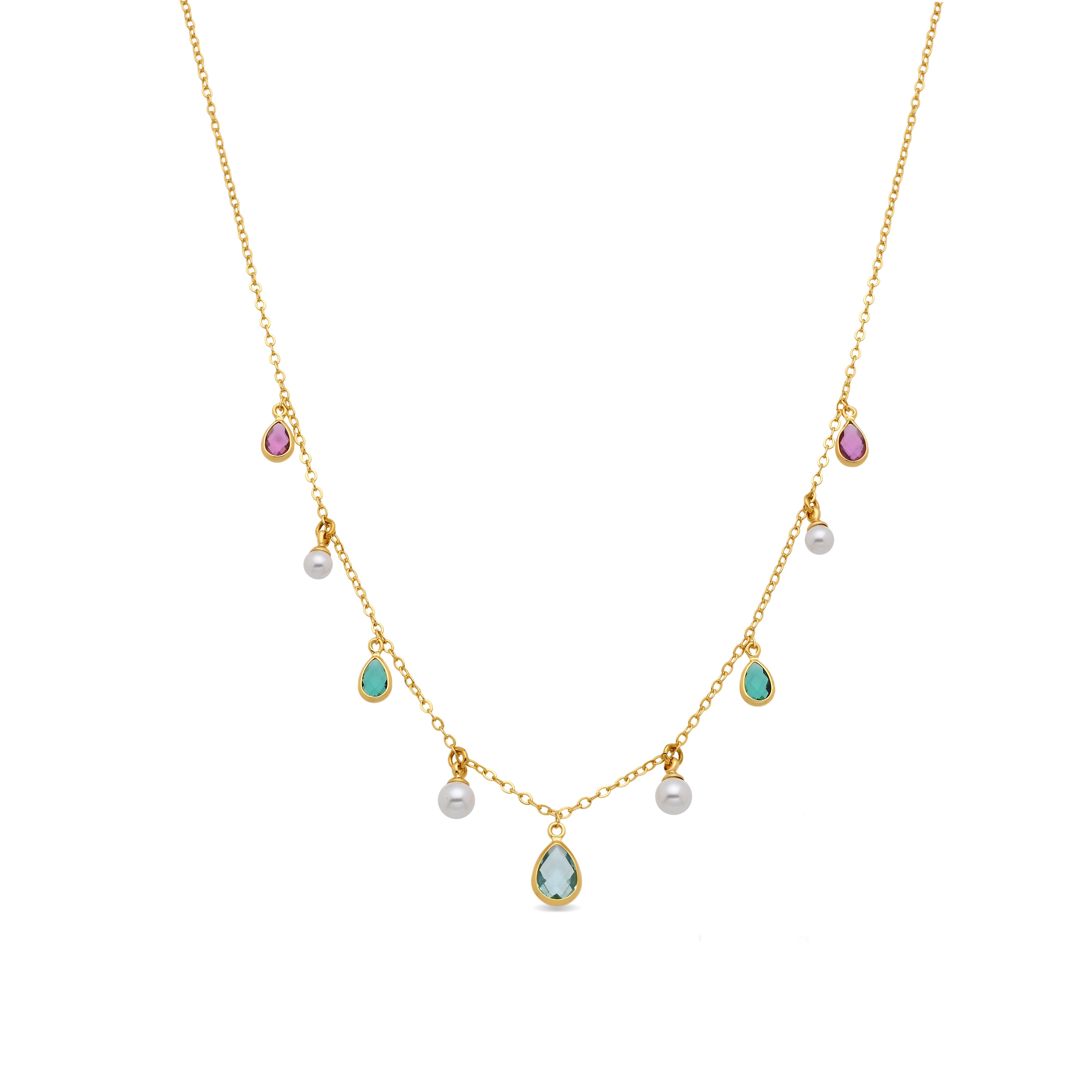 Collar de Aleación de Metal y Perla Blanca acabado en oro rosa de 18k - Cainhtsi