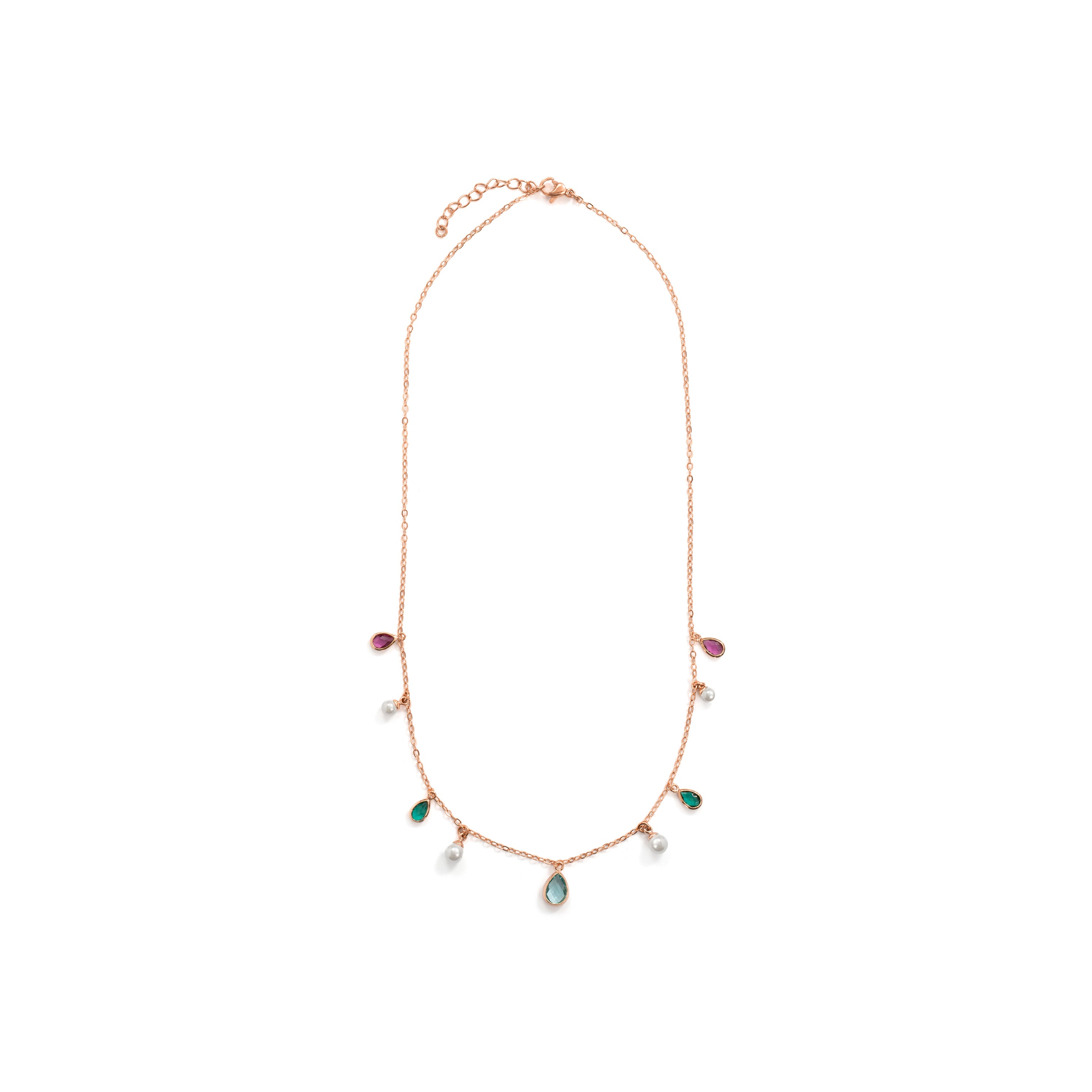 Collar de Aleación de Metal y Perla Blanca acabado en oro rosa de 18k - Cainhtsi