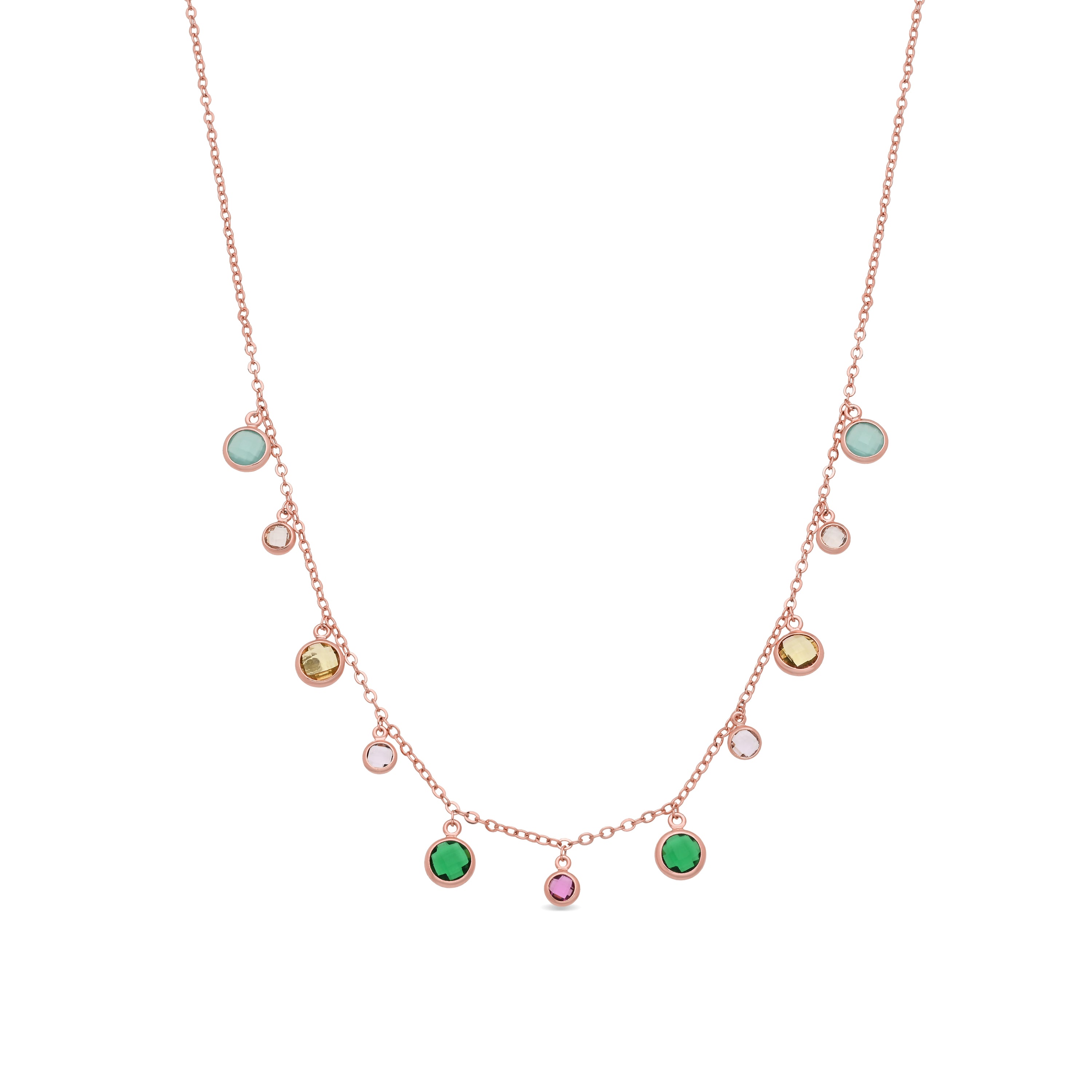 Collar de Aleación de Metal y Circonita Multicolor acabado en oro rosa de 18k - Huis