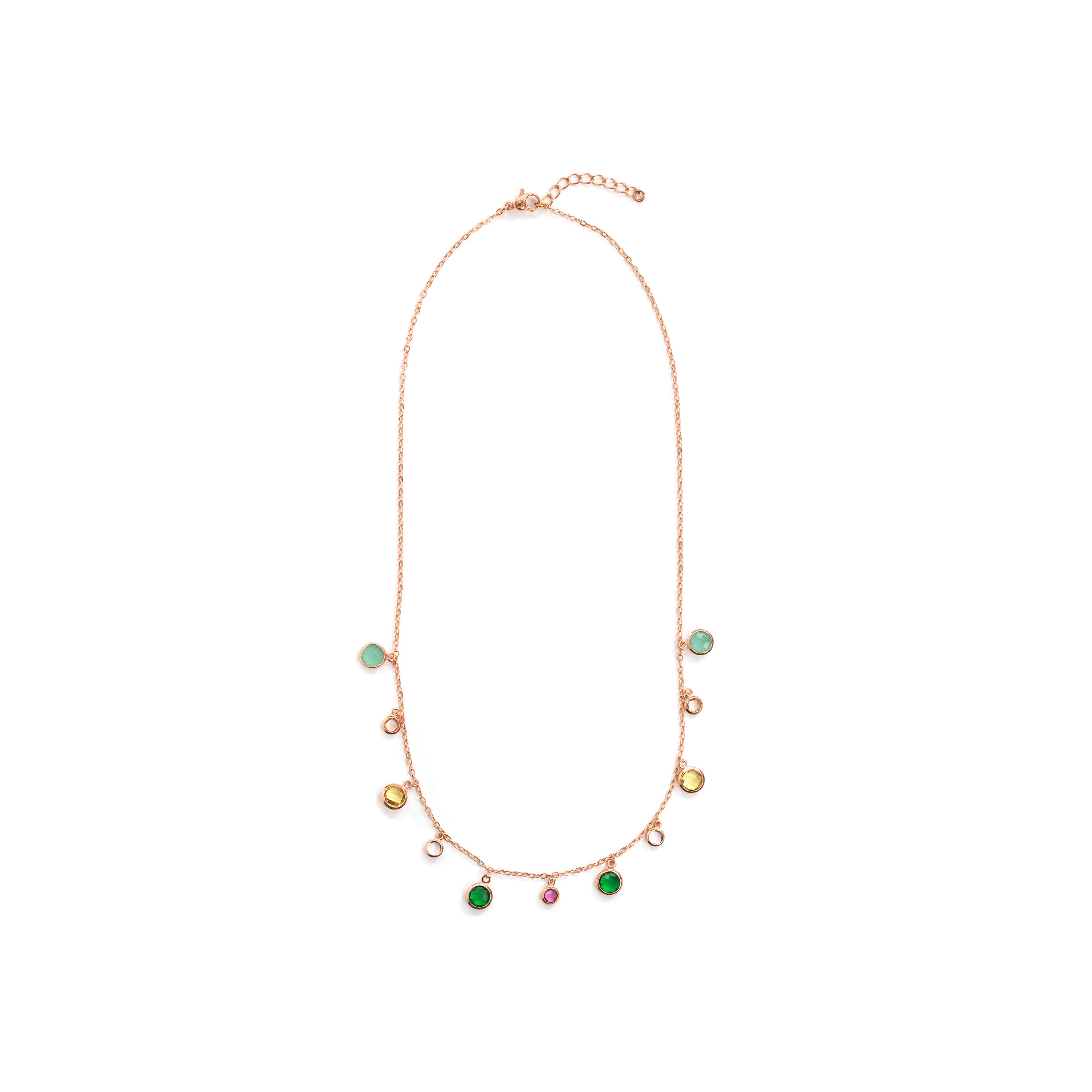 Collar de Aleación de Metal y Circonita Multicolor acabado en oro rosa de 18k - Huis