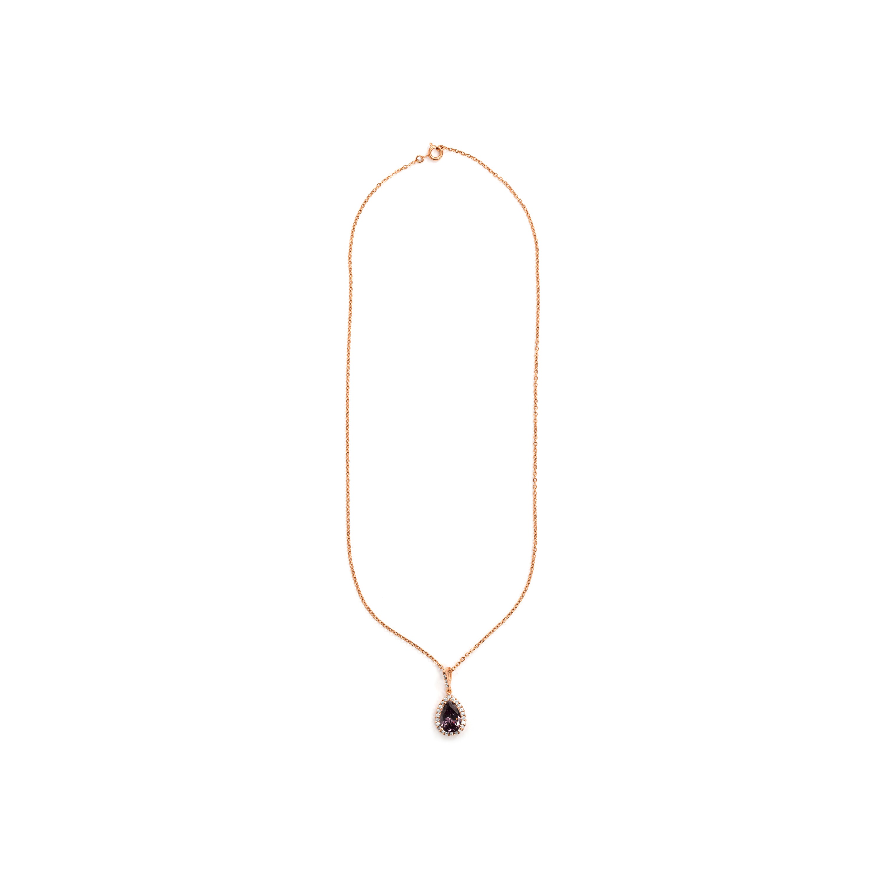 Collar de Aleación de Metal y Circonita Amatista acabado en oro rosa de 18k - Cerbi