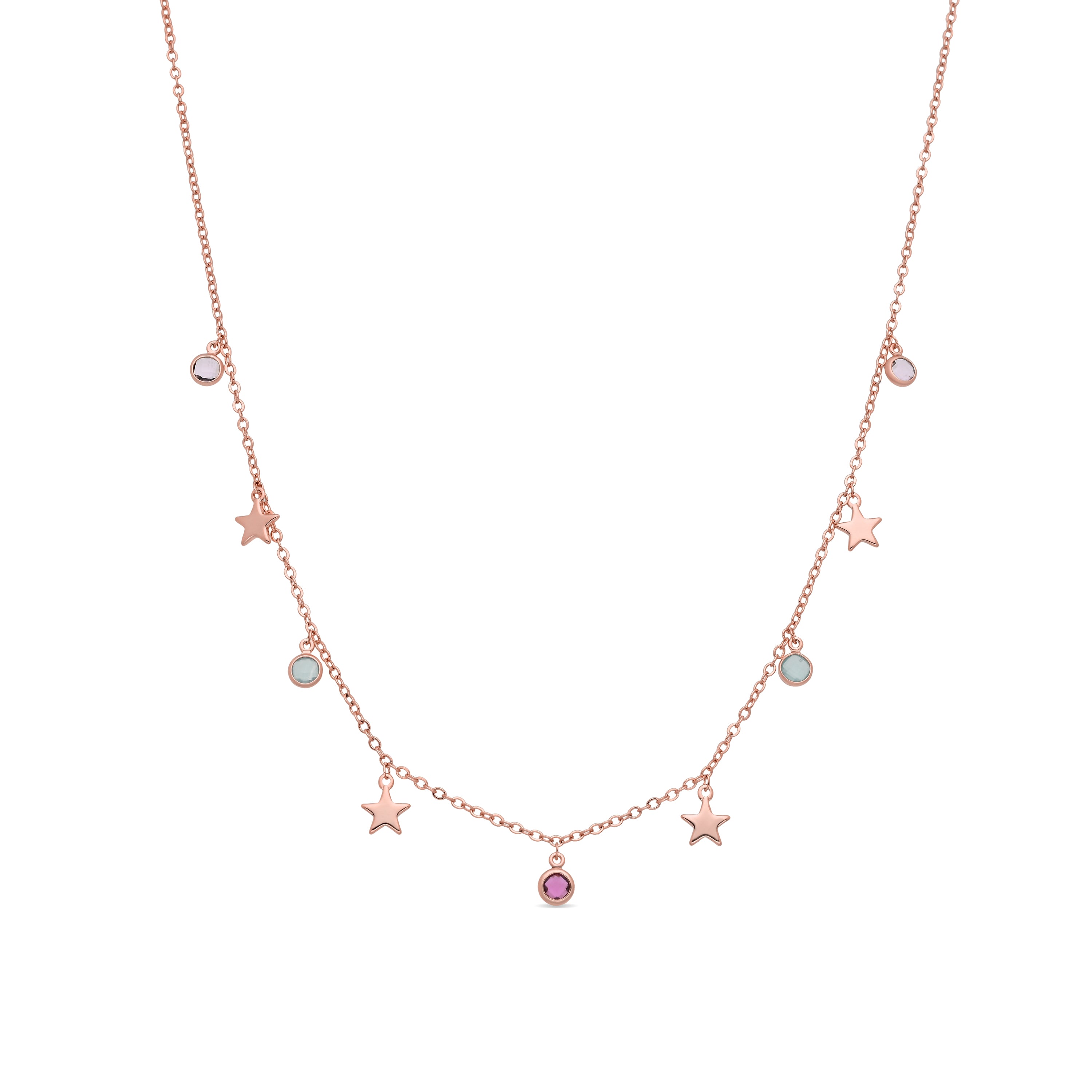 Collar de Aleación de Metal y Circonita Multicolor acabado en oro rosa de 18k - Naru