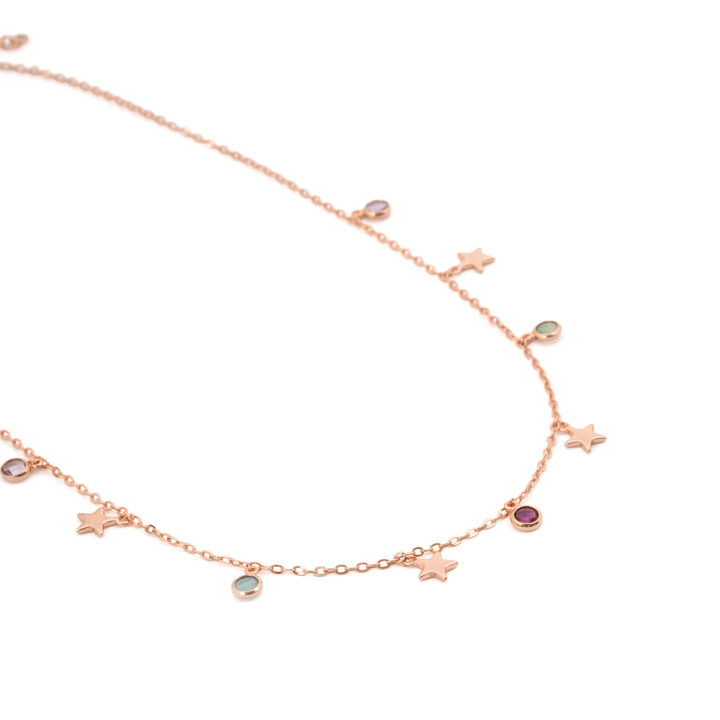 Collar de Aleación de Metal y Circonita Multicolor acabado en oro rosa de 18k - Naru