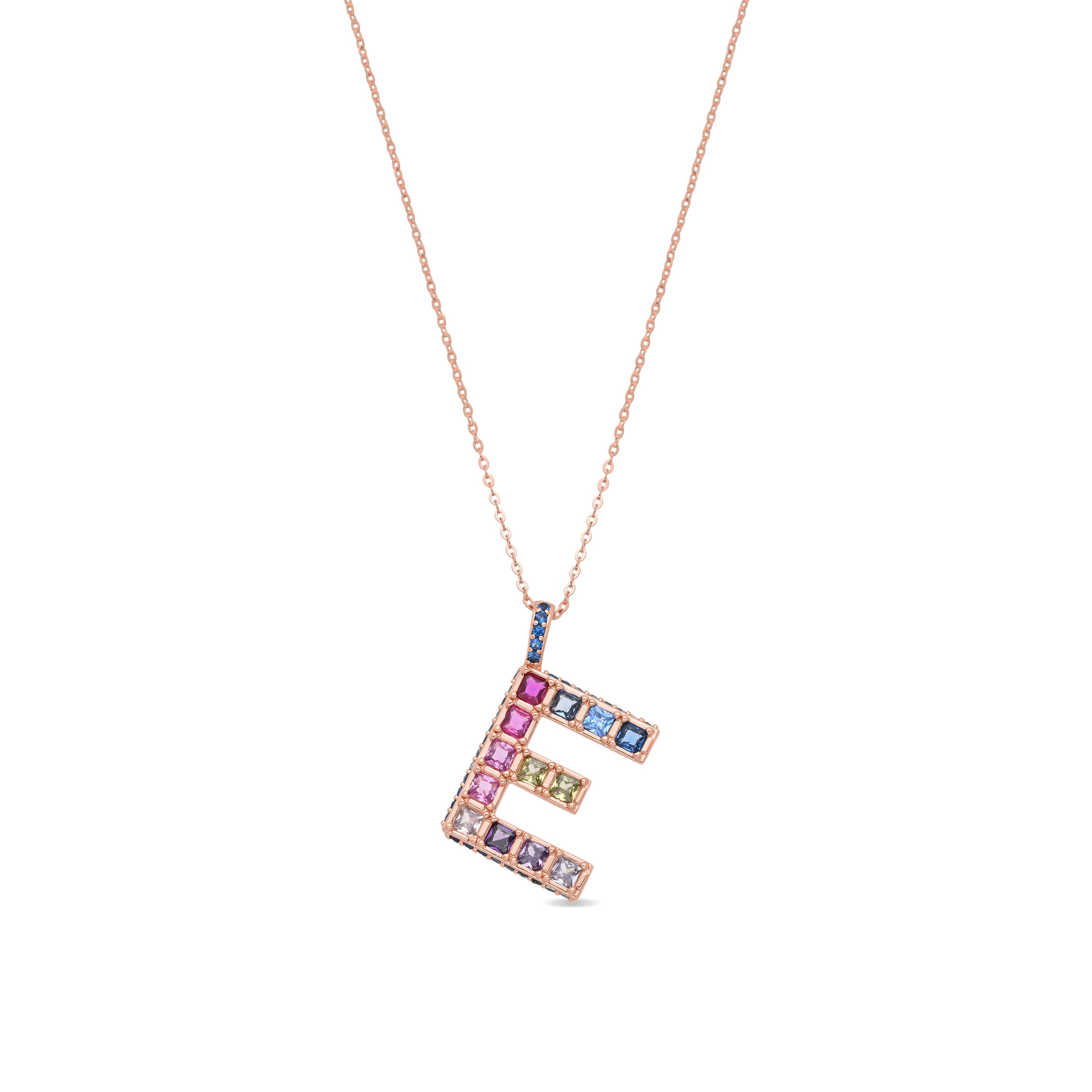 Collar de Aleación de Metal y Circonita Multicolor acabado en oro rosa de 18k - E