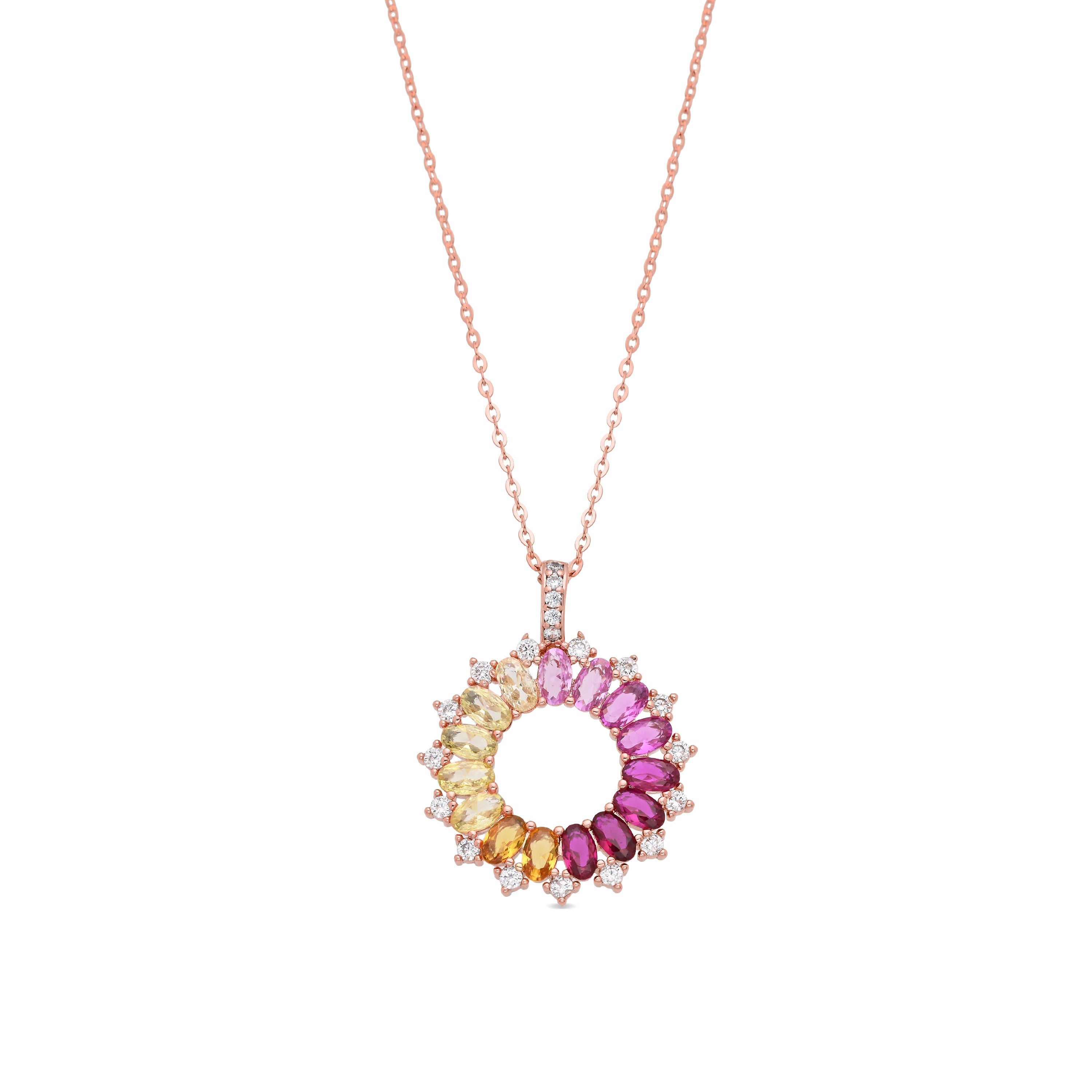 Collar de Aleación de Metal y Circonita Multicolor acabado en oro rosa de 18k - Vehask