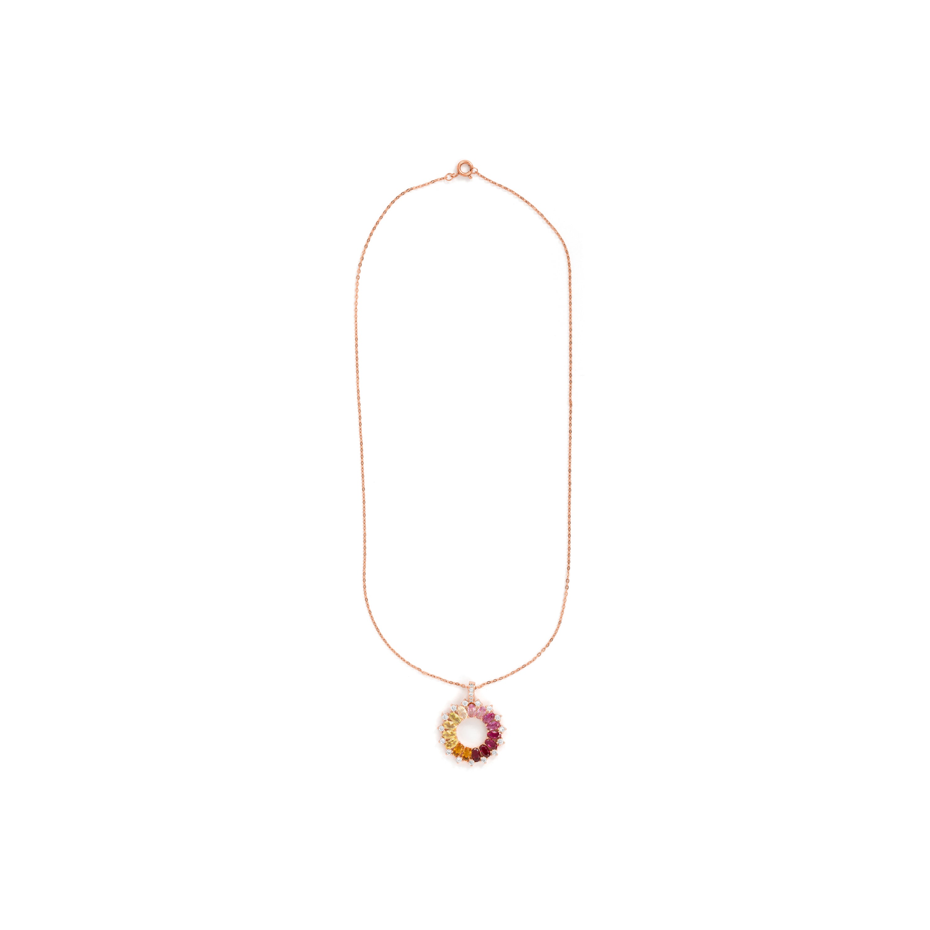 Collar de Aleación de Metal y Circonita Multicolor acabado en oro rosa de 18k - Vehask