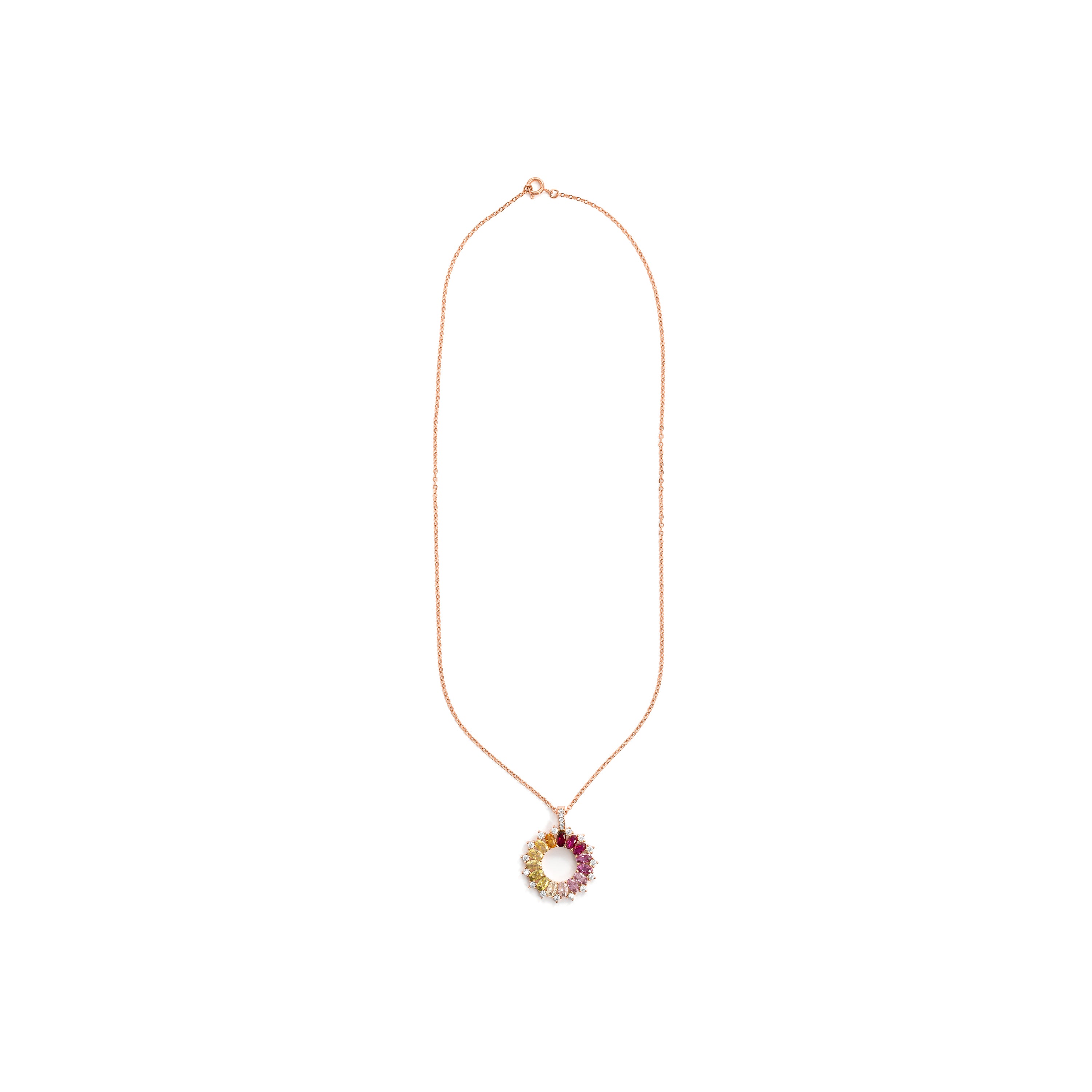Collar de Aleación de Metal y Circonita Multicolor acabado en oro rosa de 18k - Vehask