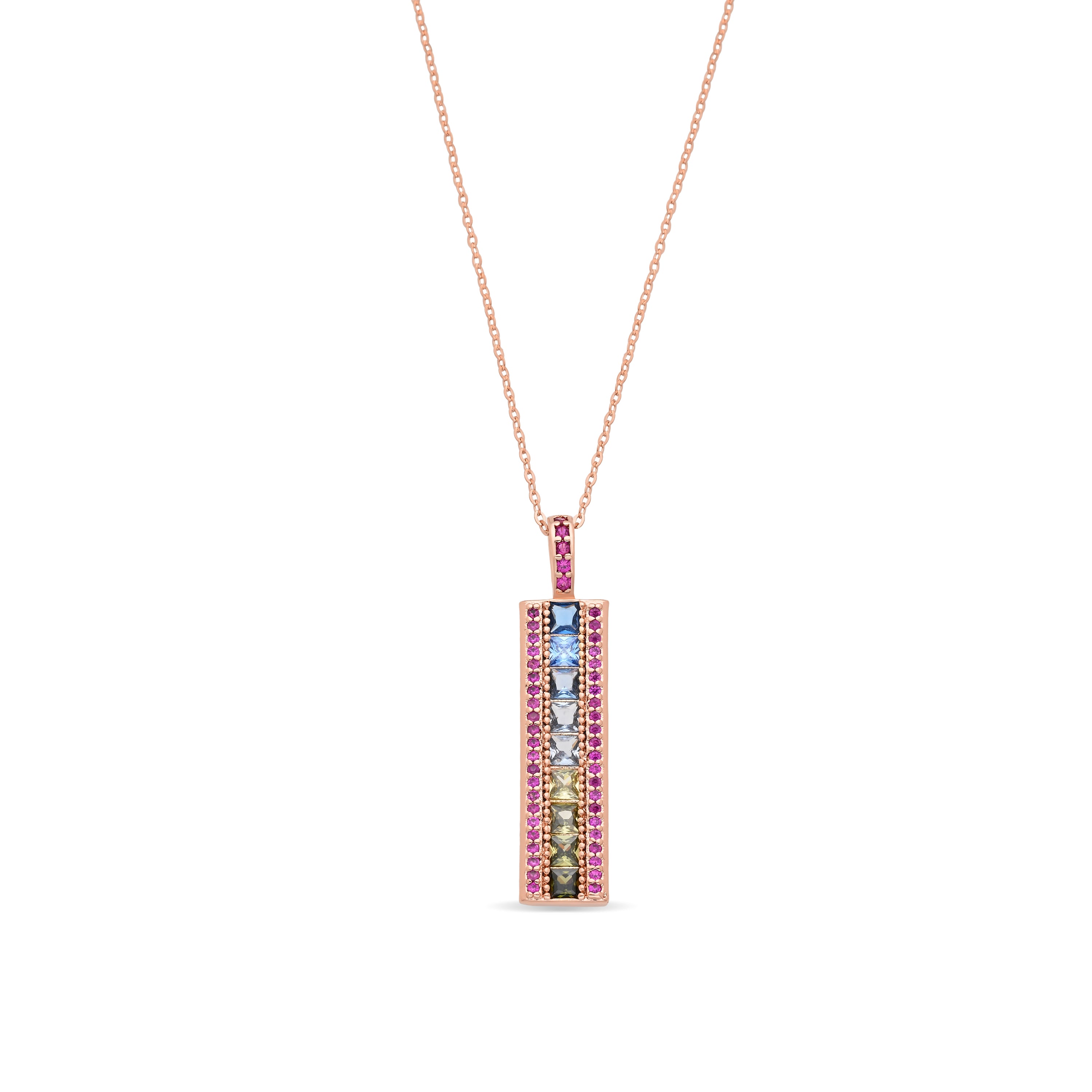 Collar de Aleación de Metal y Circonita Multicolor acabado en oro rosa de 18k - Bu