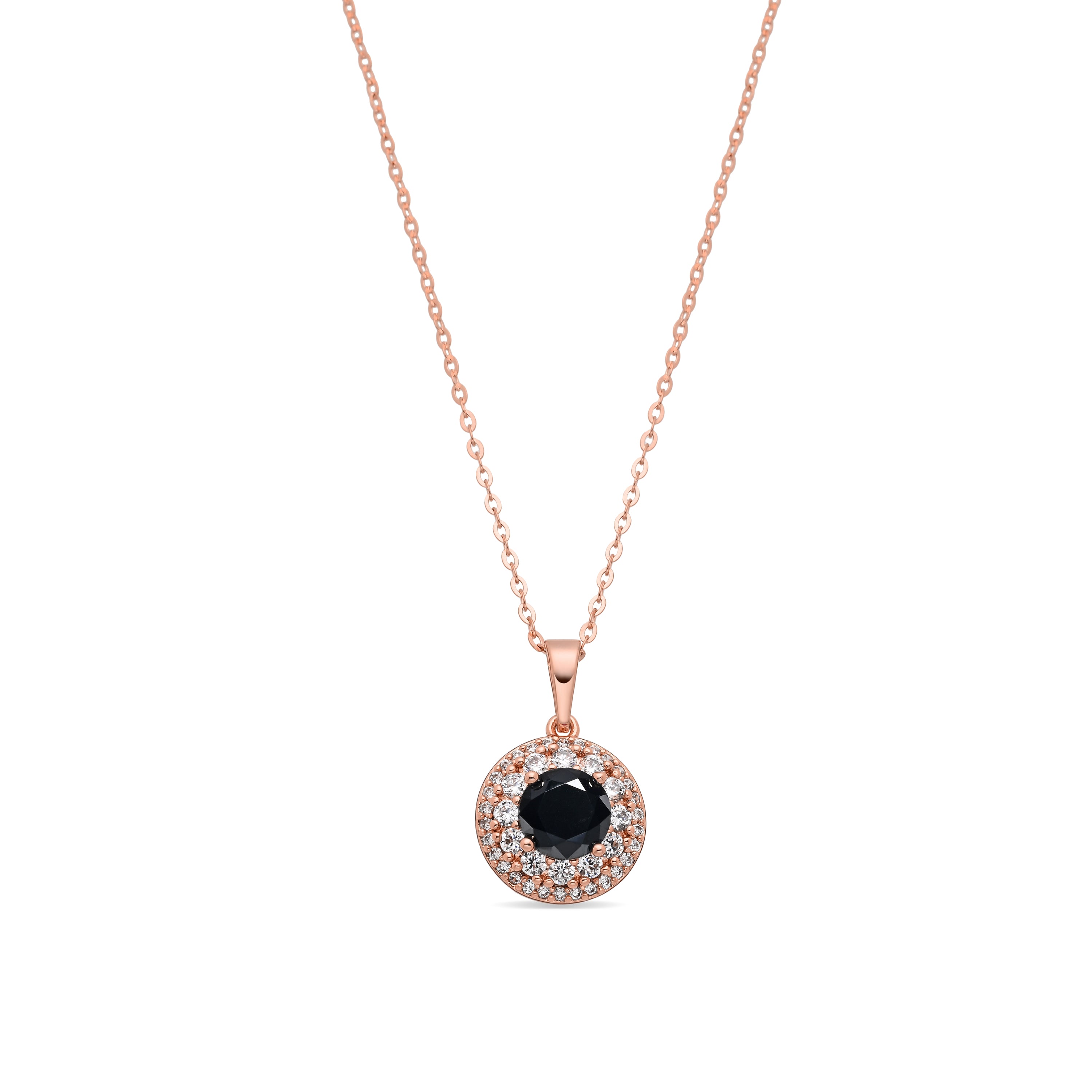 Collar de Aleación de Metal y Circonita Onix acabado en oro rosa de 18k - Faizris