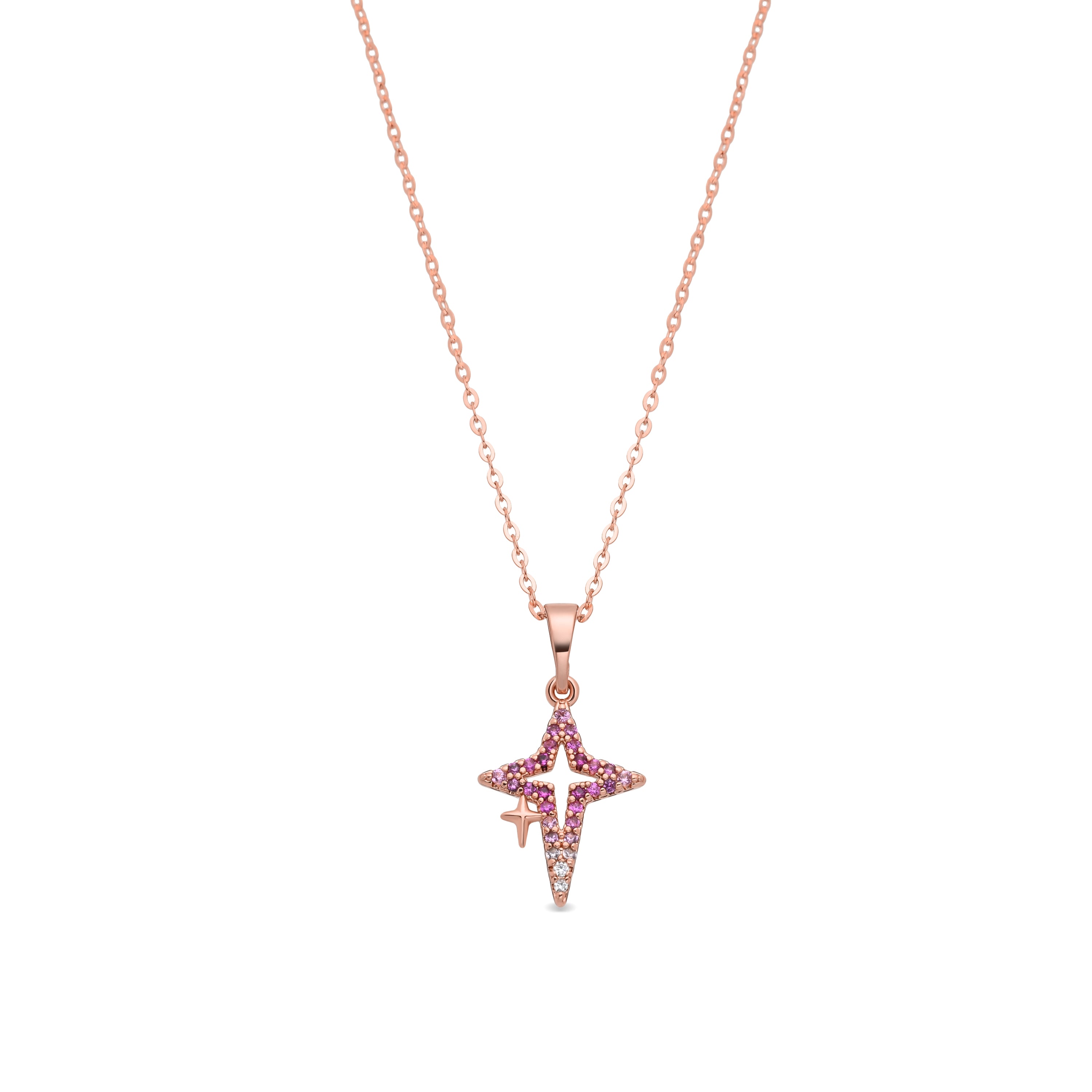 Collar de Aleación de Metal y Circonita Rubí acabado en oro rosa de 18k - Kailial