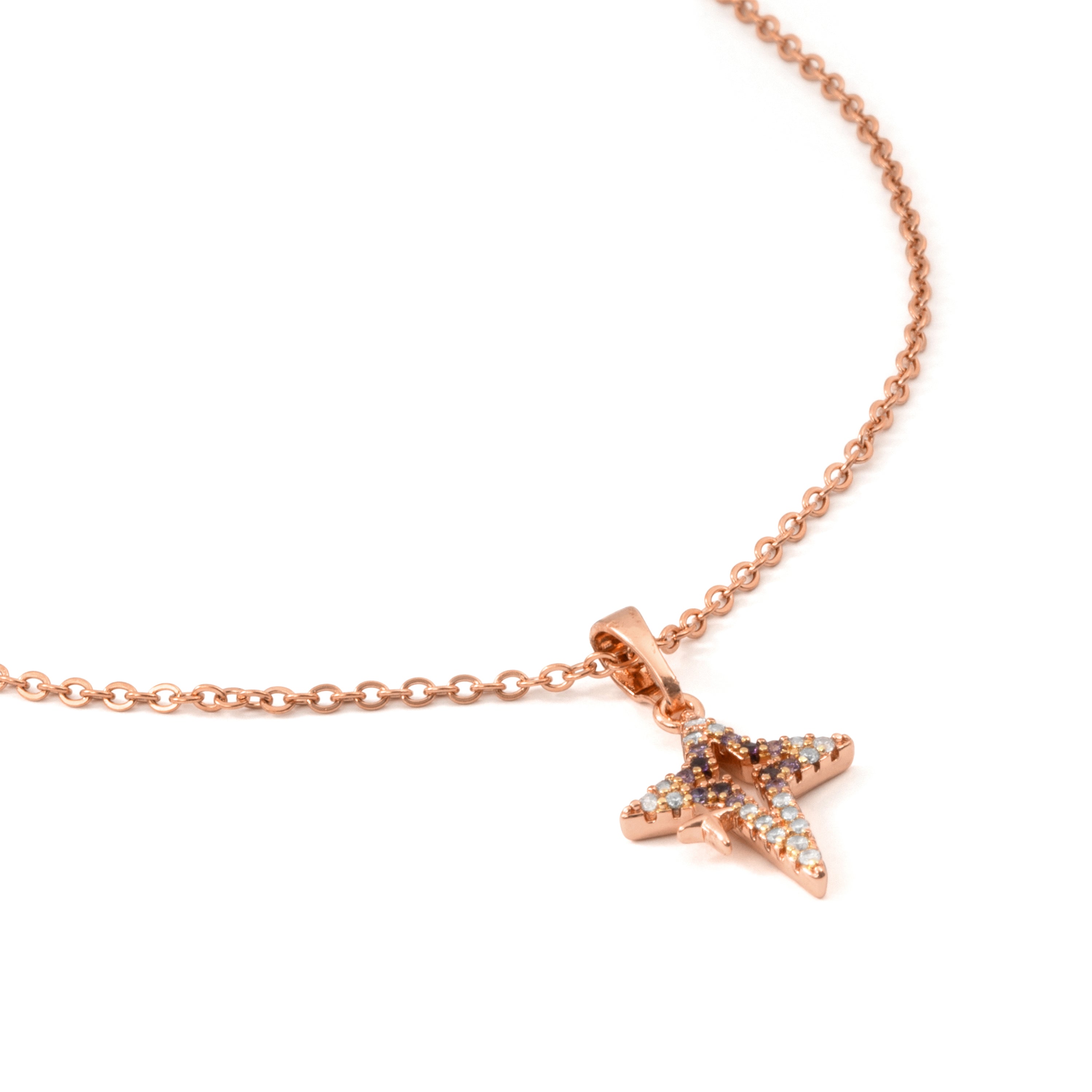 Collar de Aleación de Metal y Circonita Rubí acabado en oro rosa de 18k - Kailial