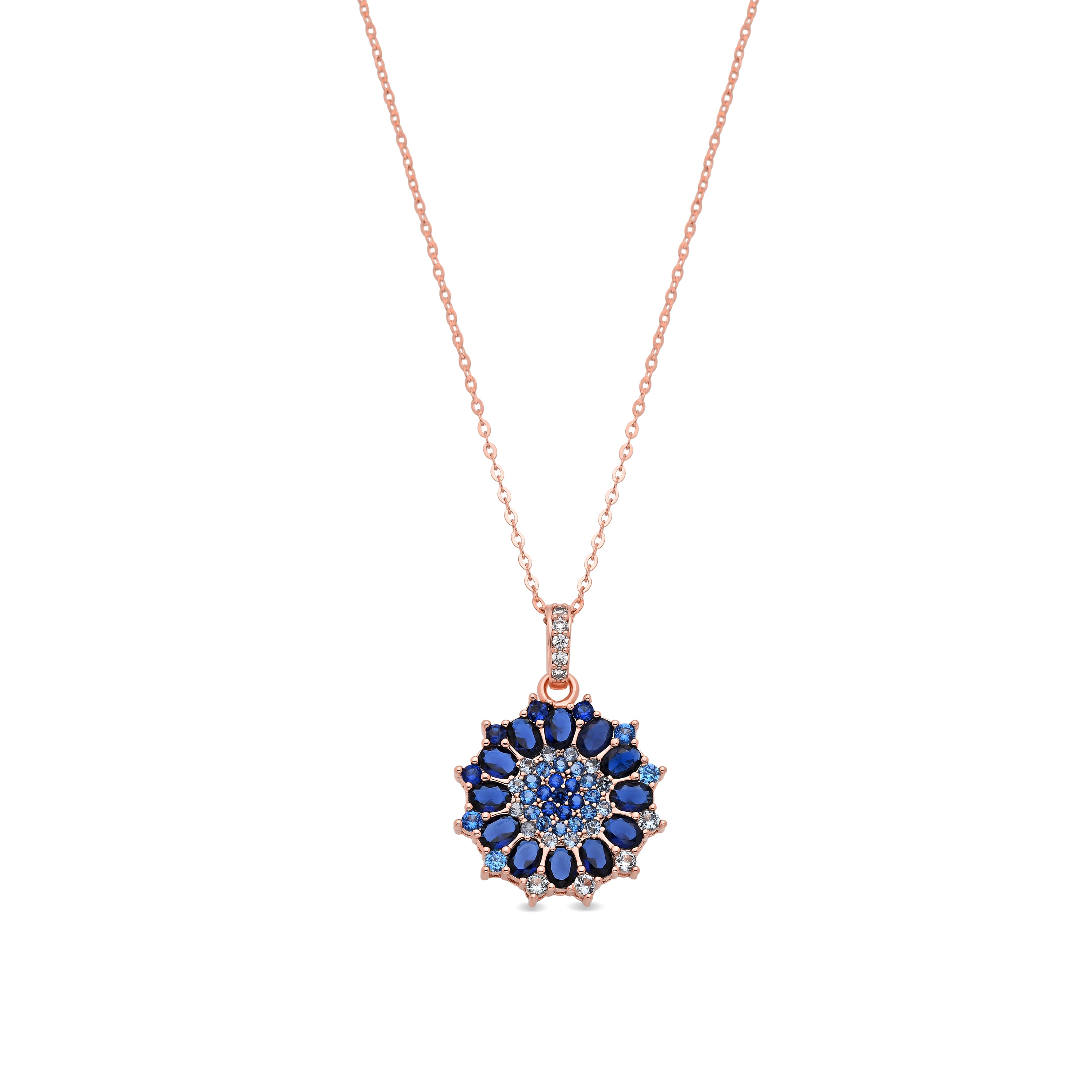 Collar de Aleación de Metal y Circonita Zafiro acabado en oro rosa de 18k - Mansayn