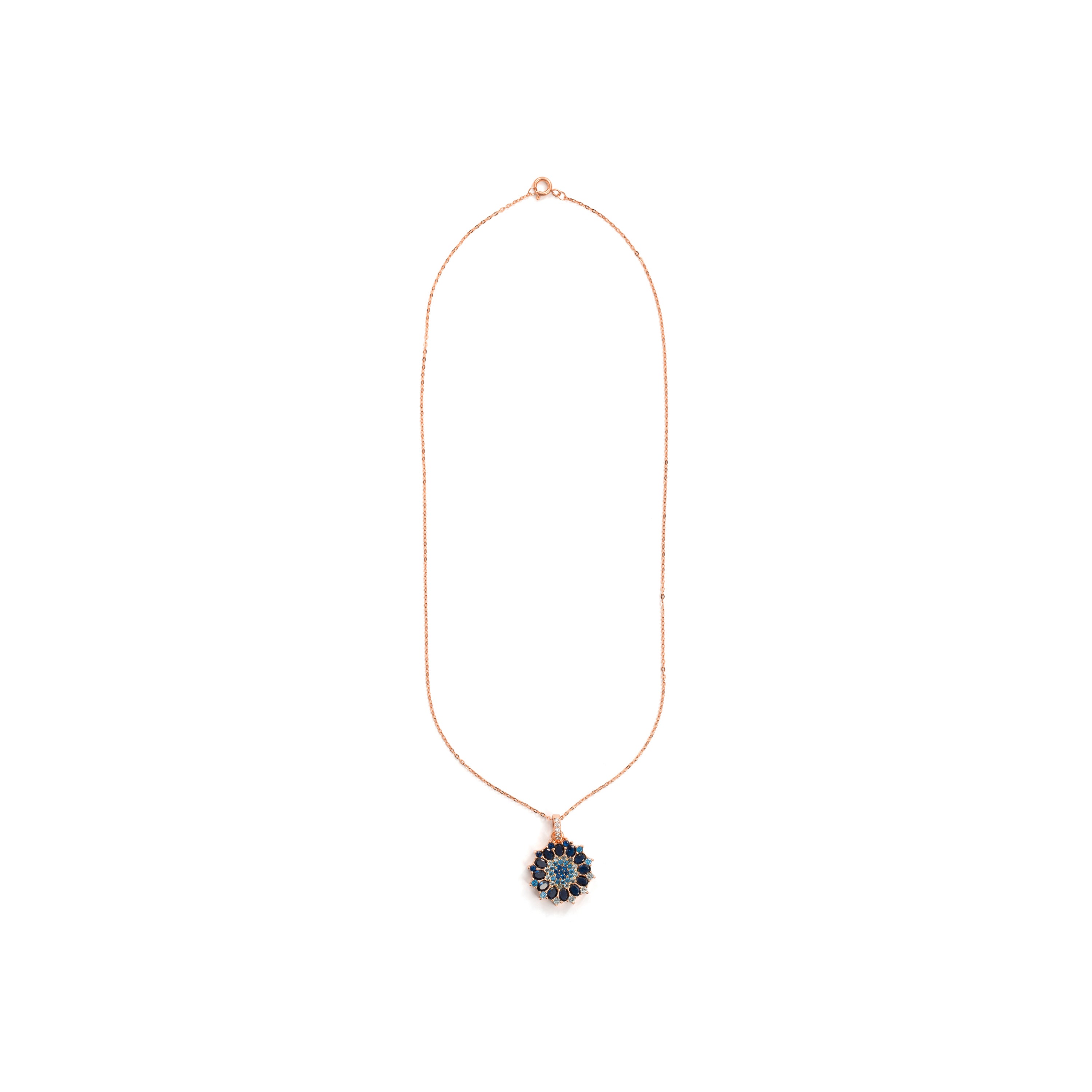 Collar de Aleación de Metal y Circonita Zafiro acabado en oro rosa de 18k - Mansayn