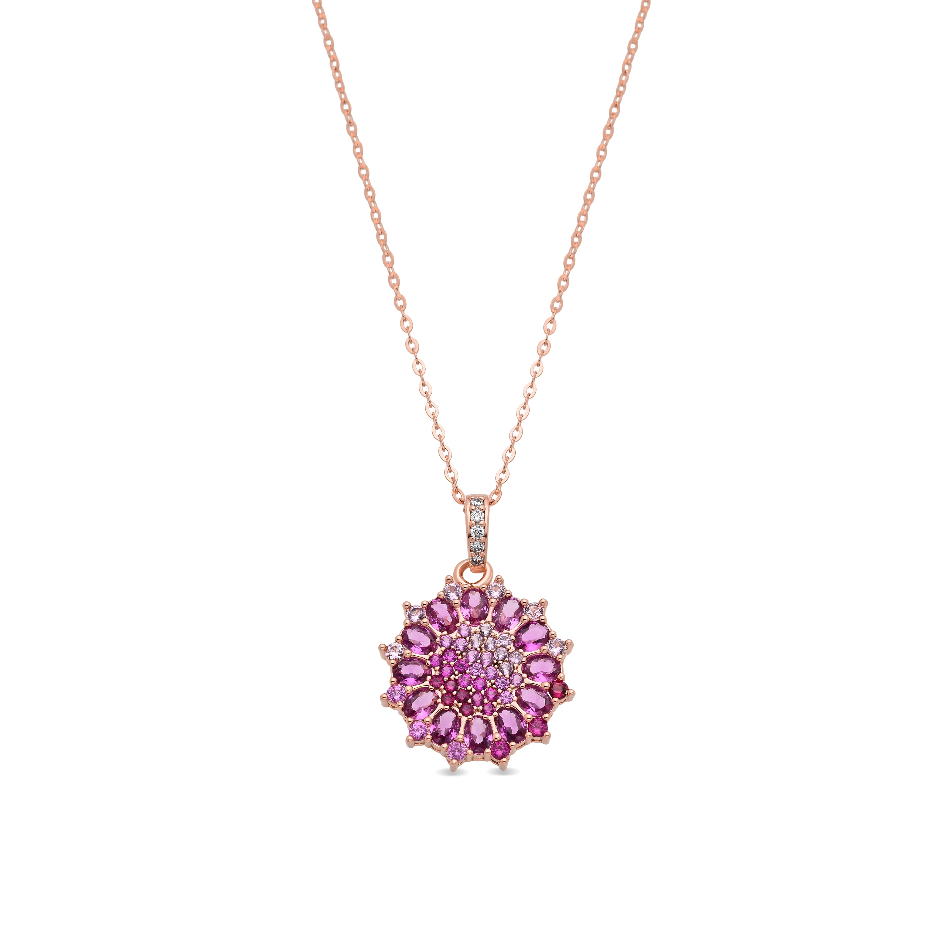 Collar de Aleación de Metal y Circonita Rubí acabado en oro rosa de 18k - Mansayn