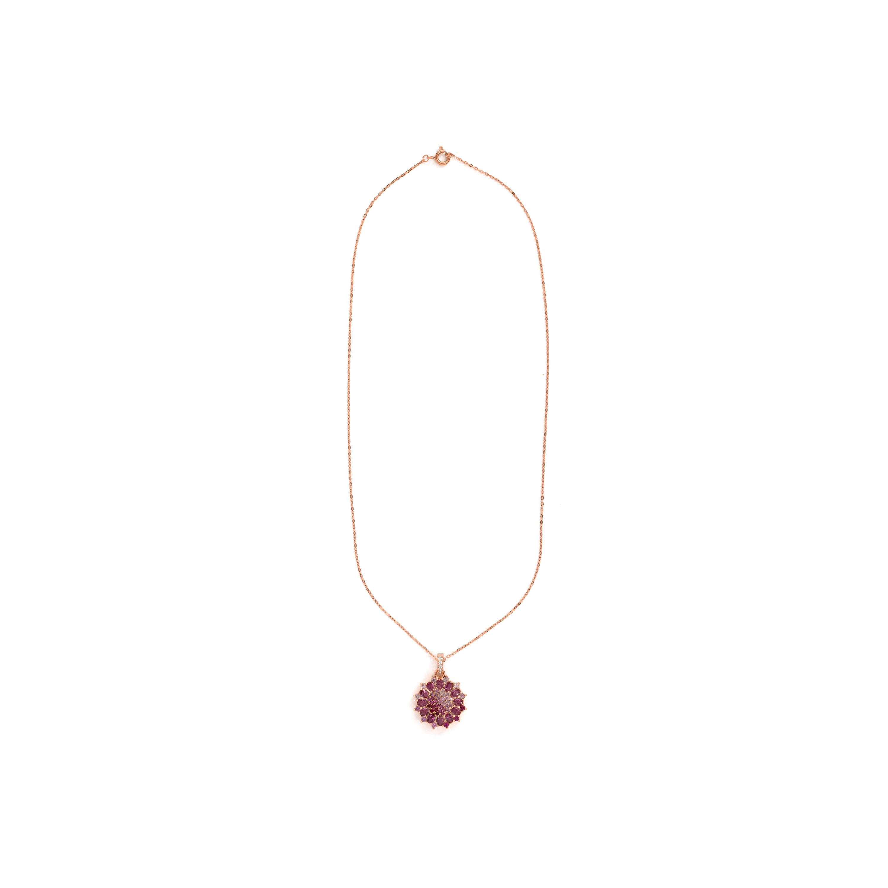 Collar de Aleación de Metal y Circonita Rubí acabado en oro rosa de 18k - Mansayn