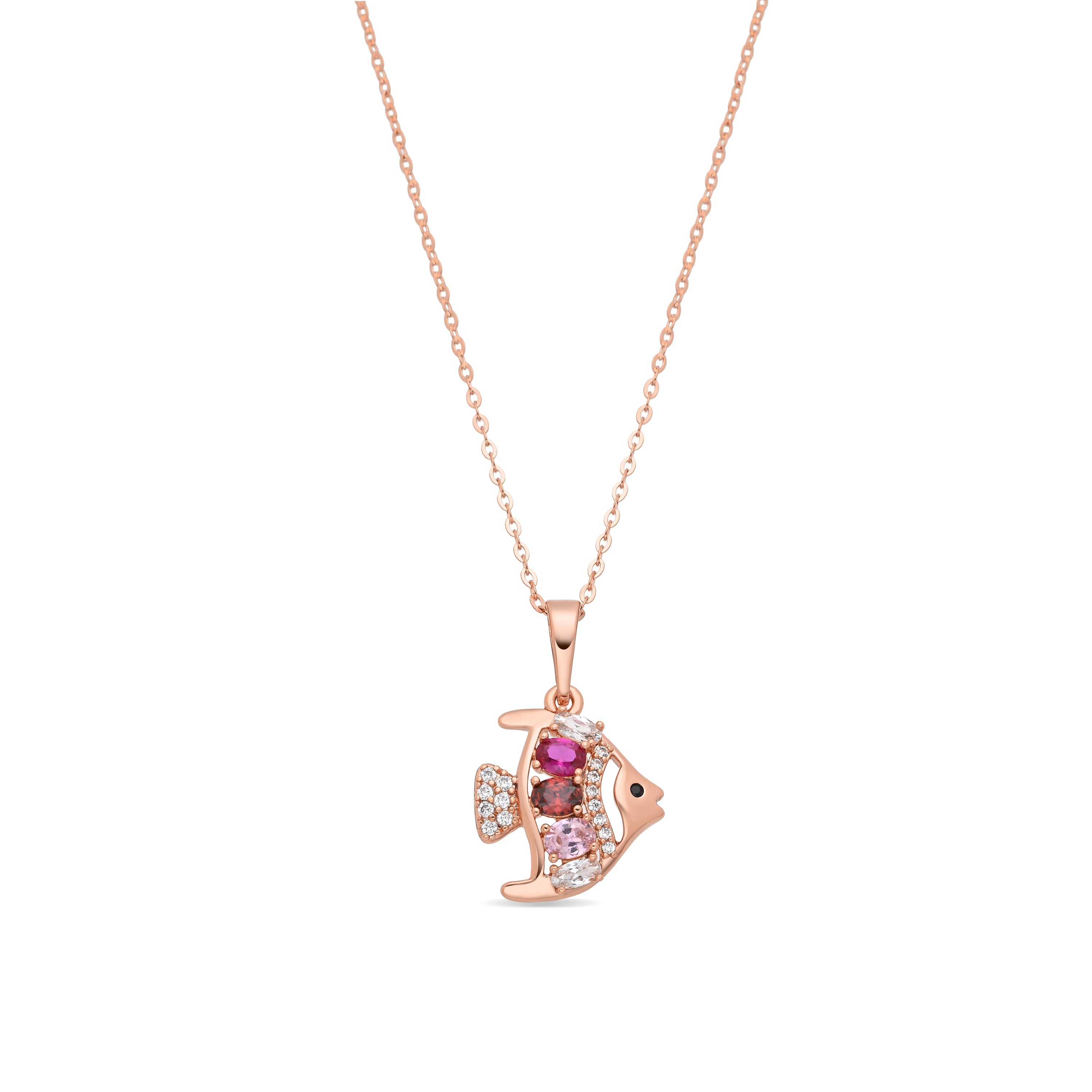 Collar de Aleación de Metal y Circonita Multicolor acabado en oro rosa de 18k - Mahdas