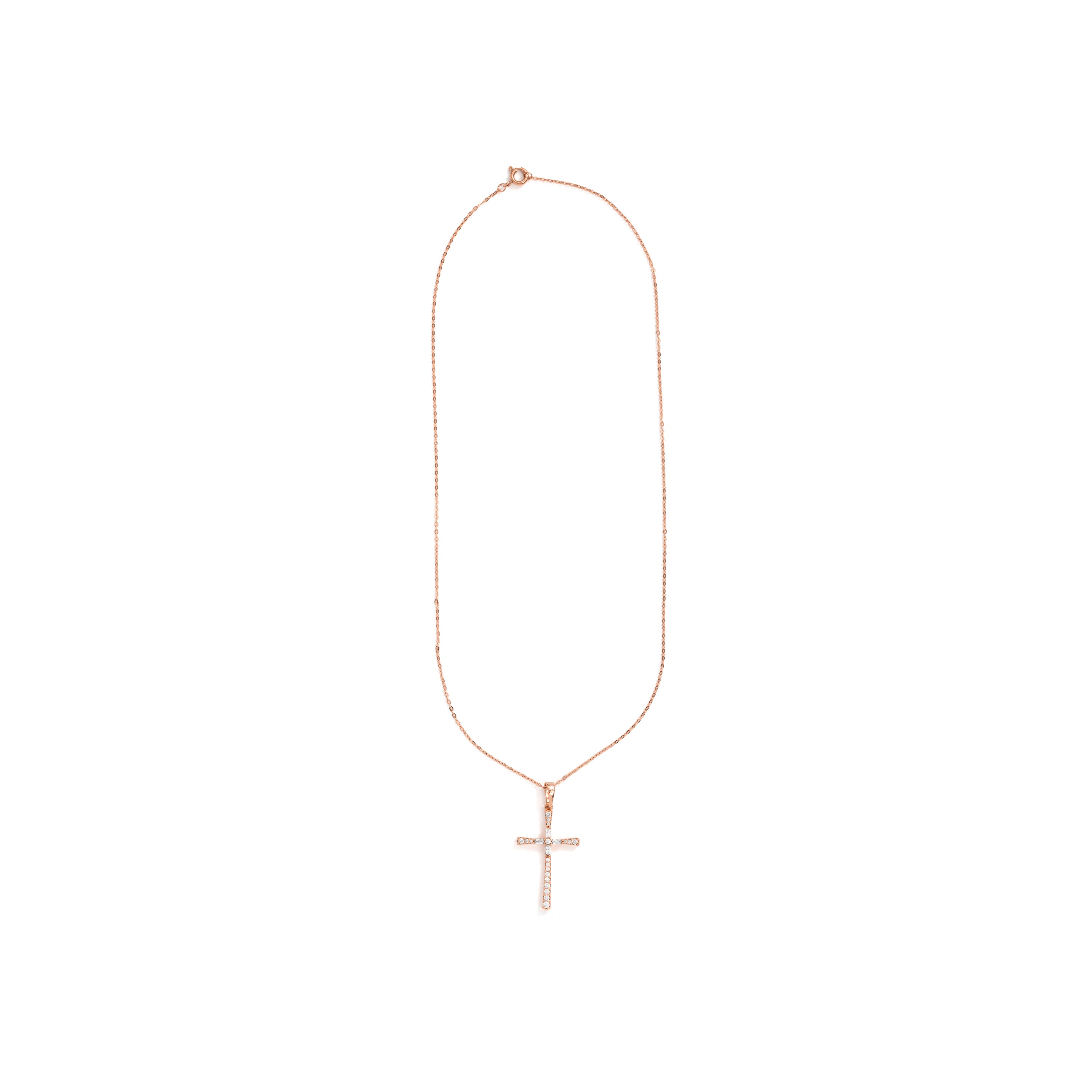 Collar de Aleación de Metal y Circonita Brillante acabado en oro rosa de 18k - Cruz