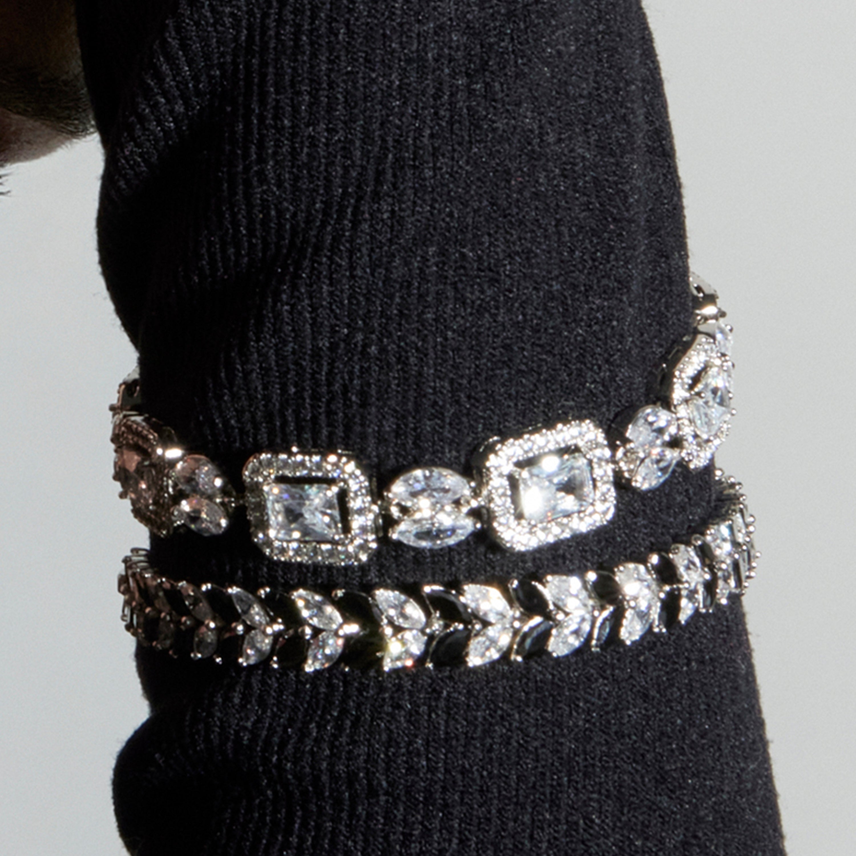 Bracelet avec Zircon Onyx finition argent - Mabela