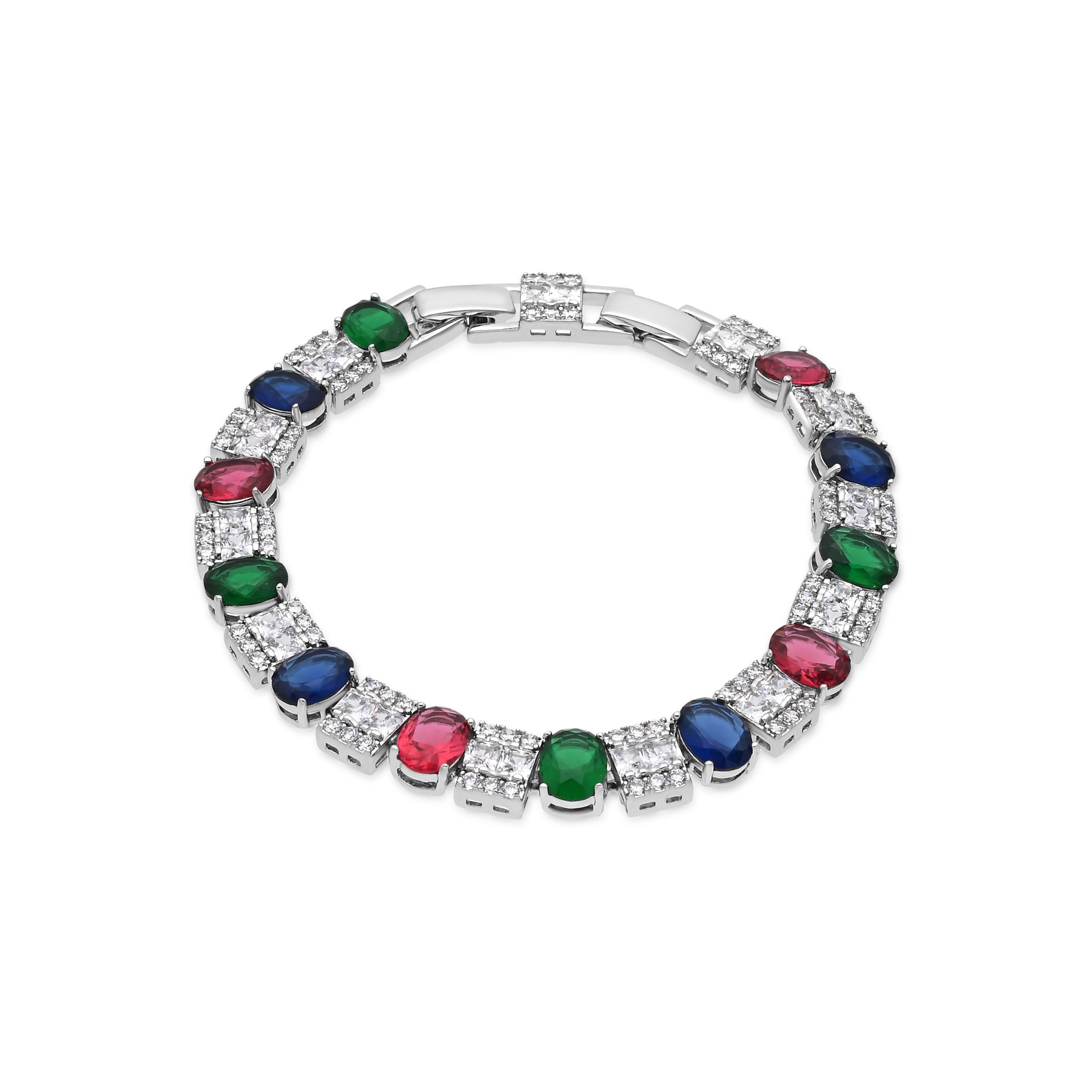 Pulsera de Aleación de Metal y Circonita Multicolor acabado en rodio - Sauki