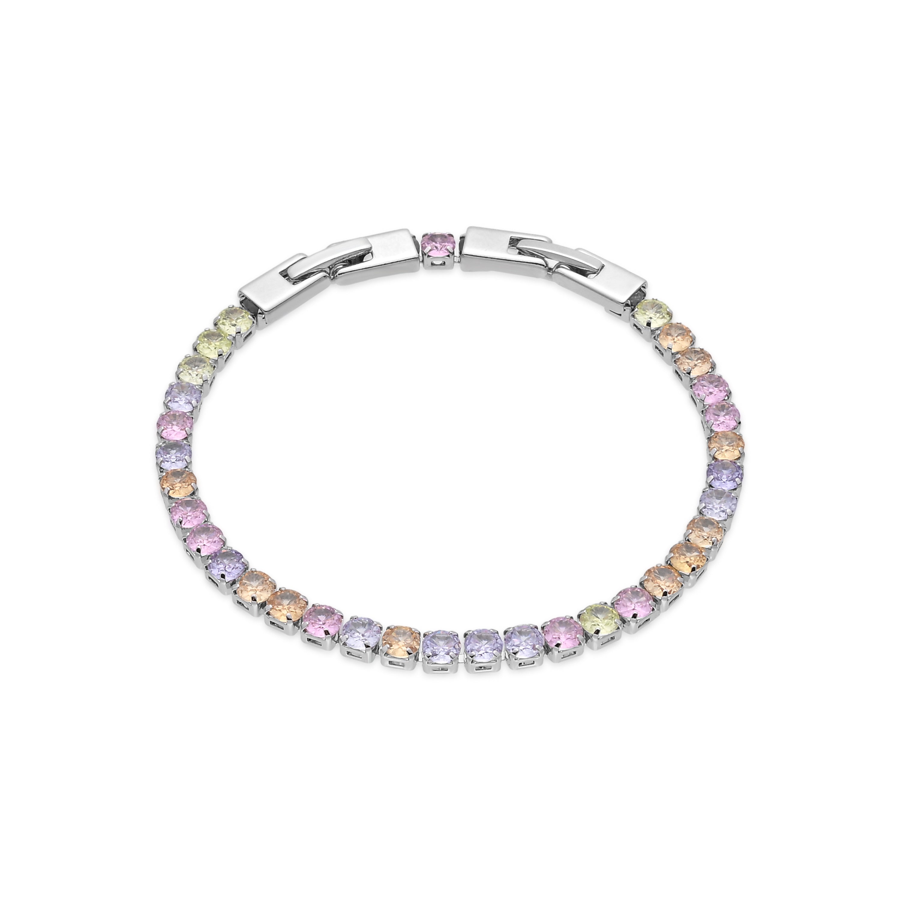 Pulsera de Aleación de Metal y Circonita Multicolor acabado en rodio - Raldasal
