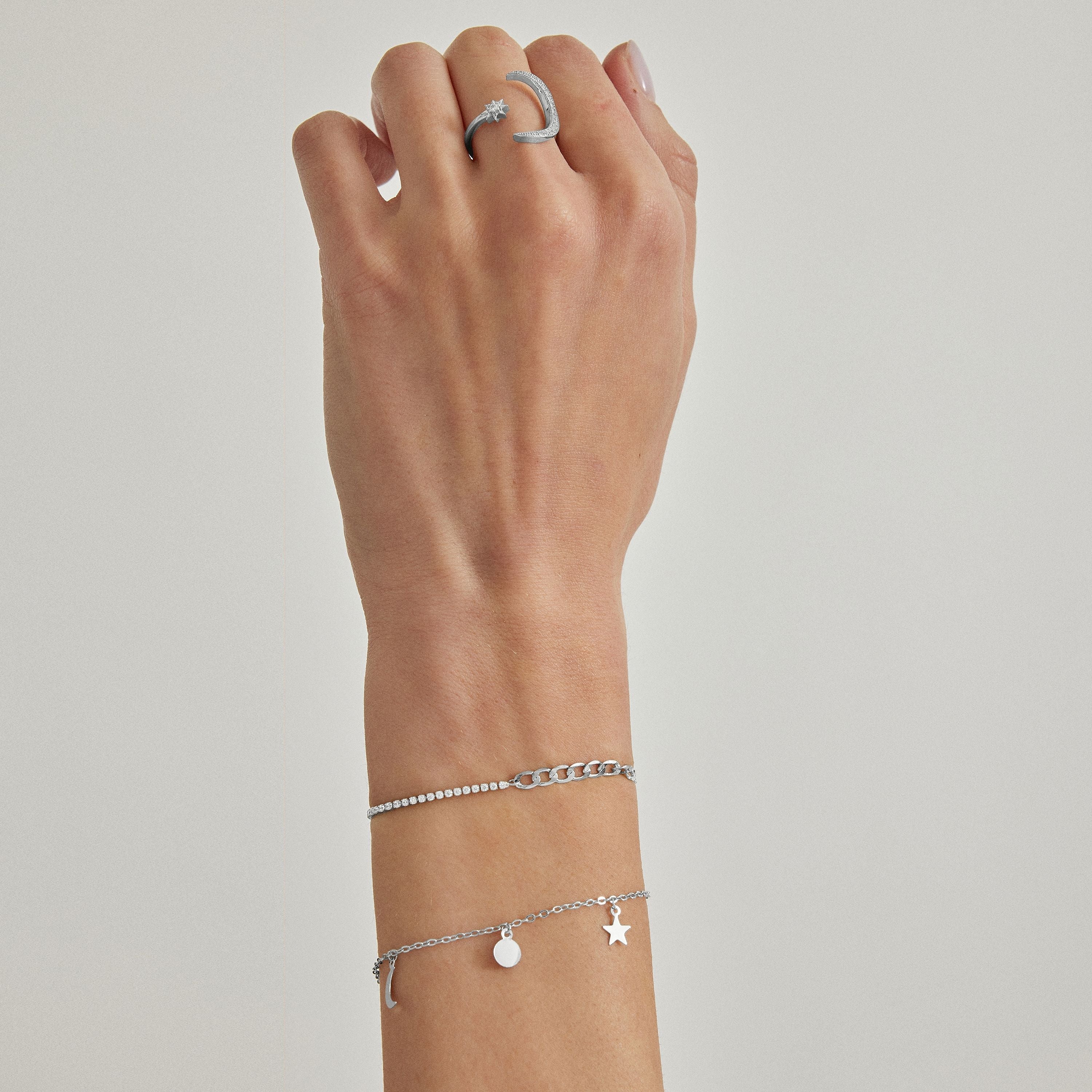 Pulsera de Circonita Brillante acabada en rodio - Nirik