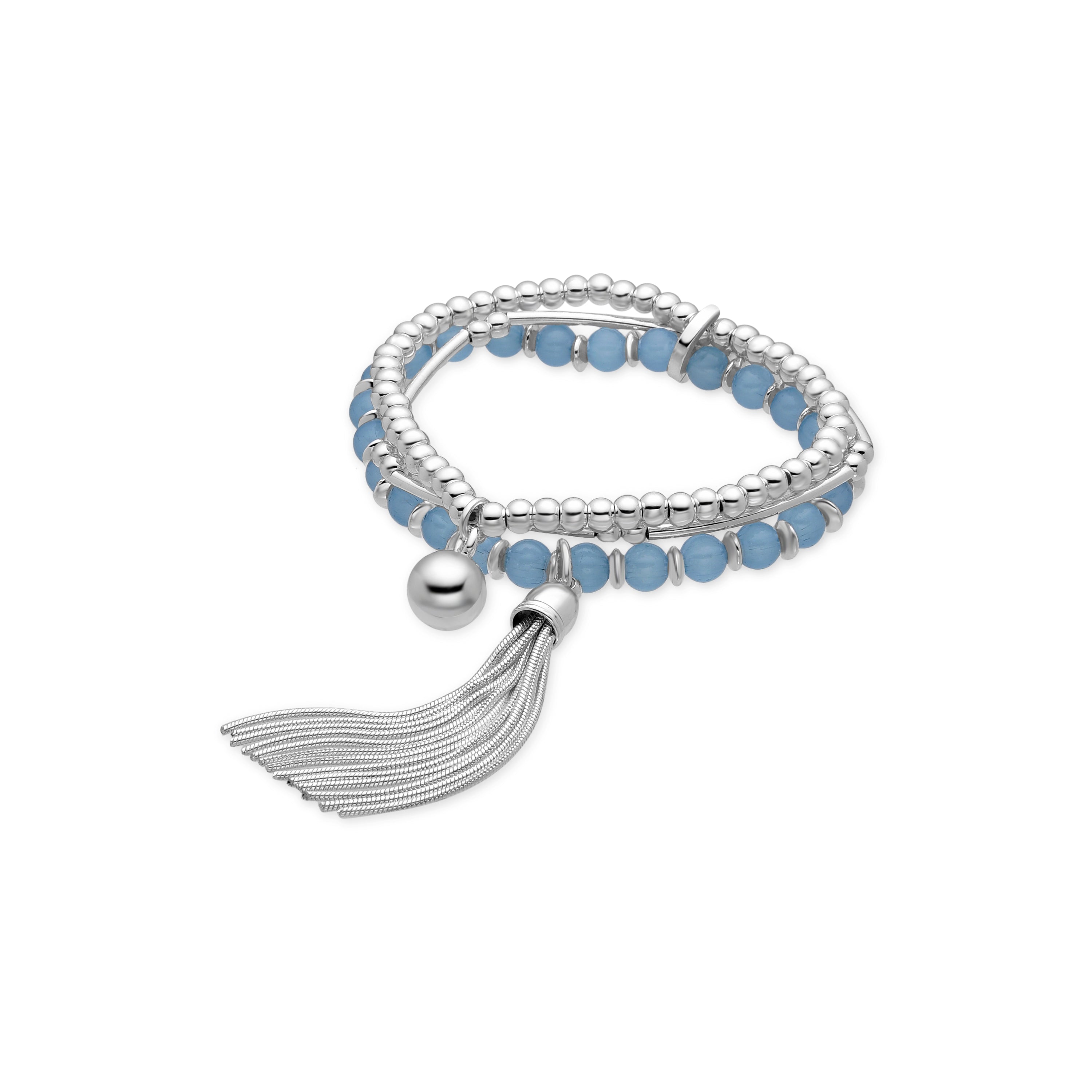 Pulsera de Cristal Azul acabada en rodio - Nereb