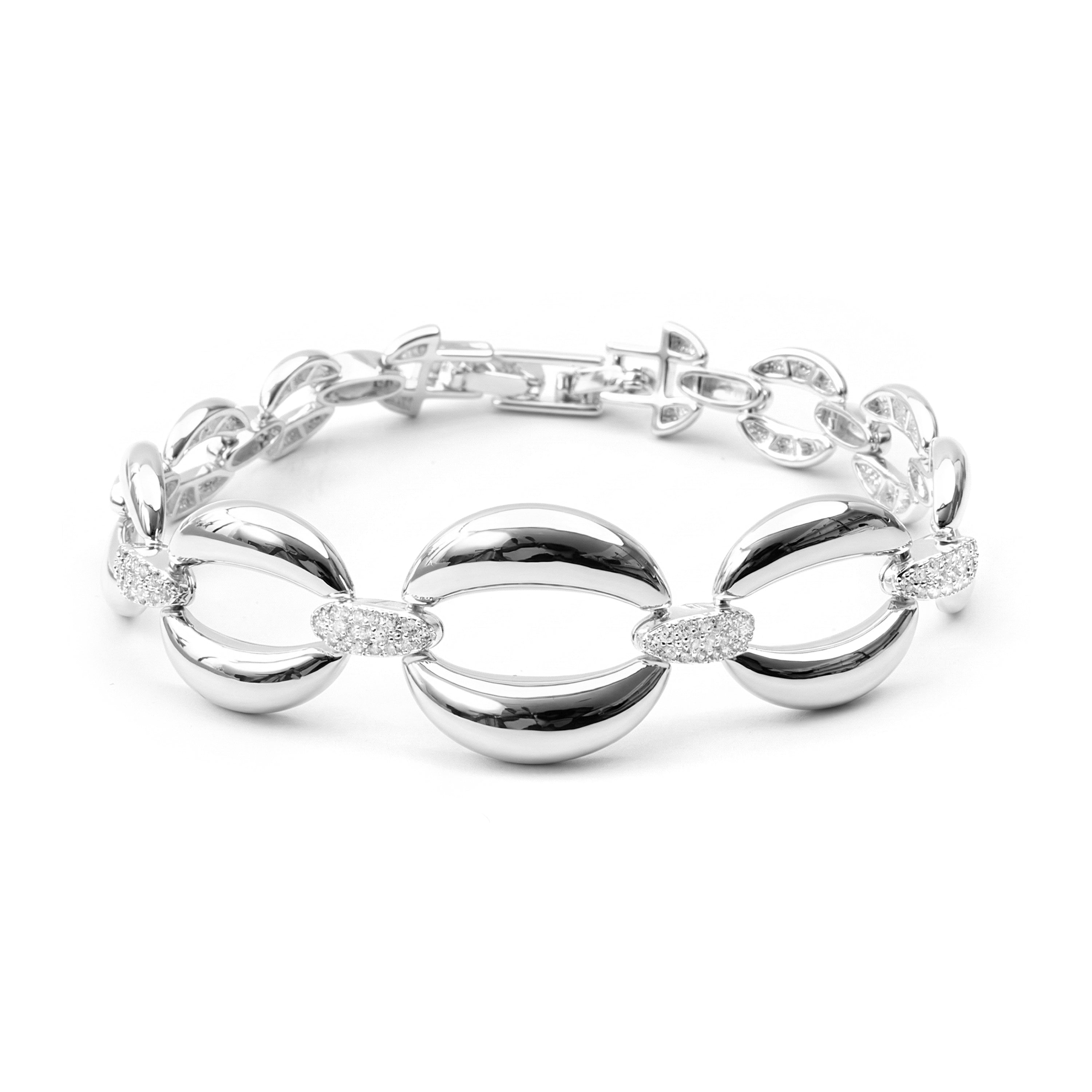Pulsera de Circonita Brillante Acabado En Plata - Nixwi