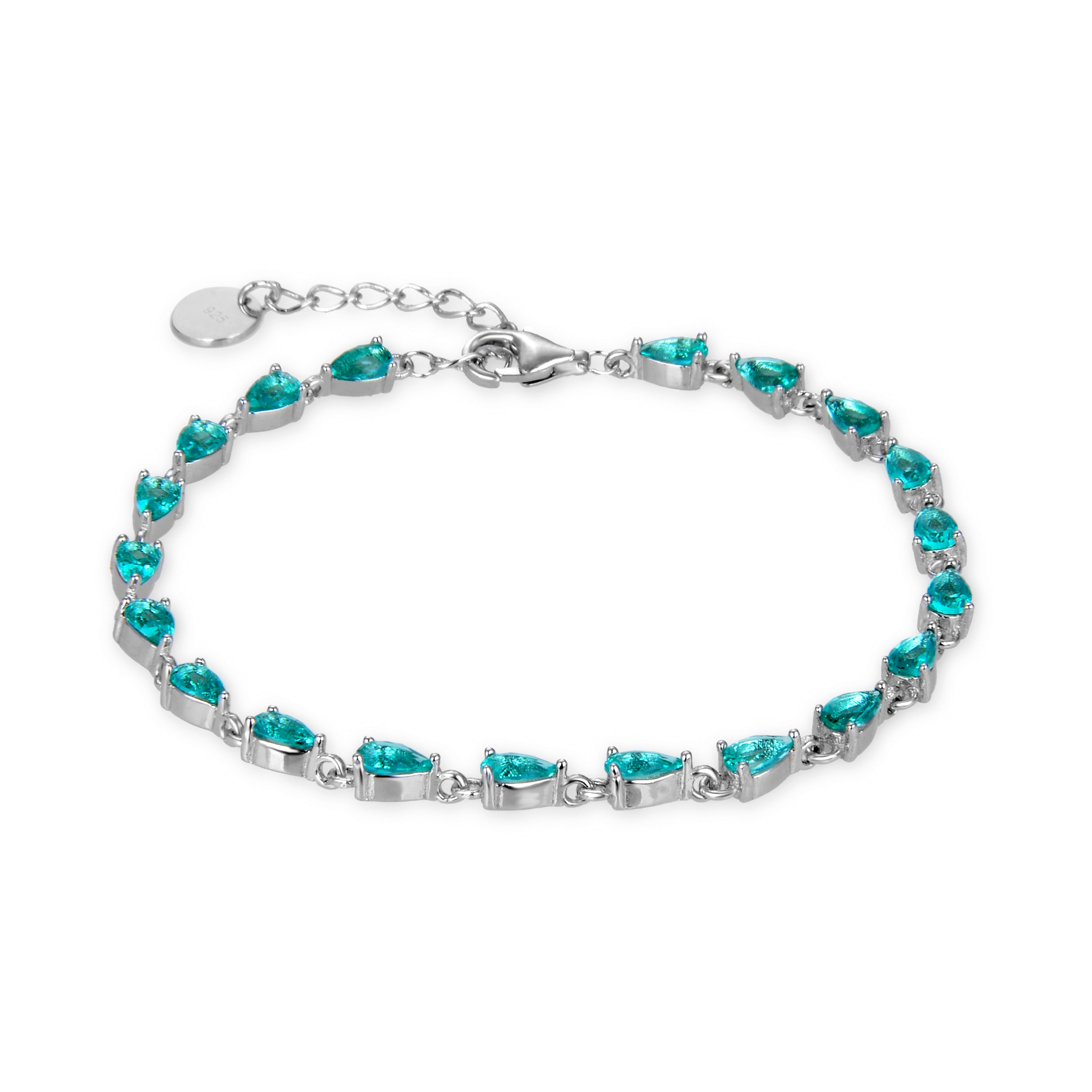 Pulsera de Aleación de Metal y Circonita Esmeralda acabado en rodio - Muanyala