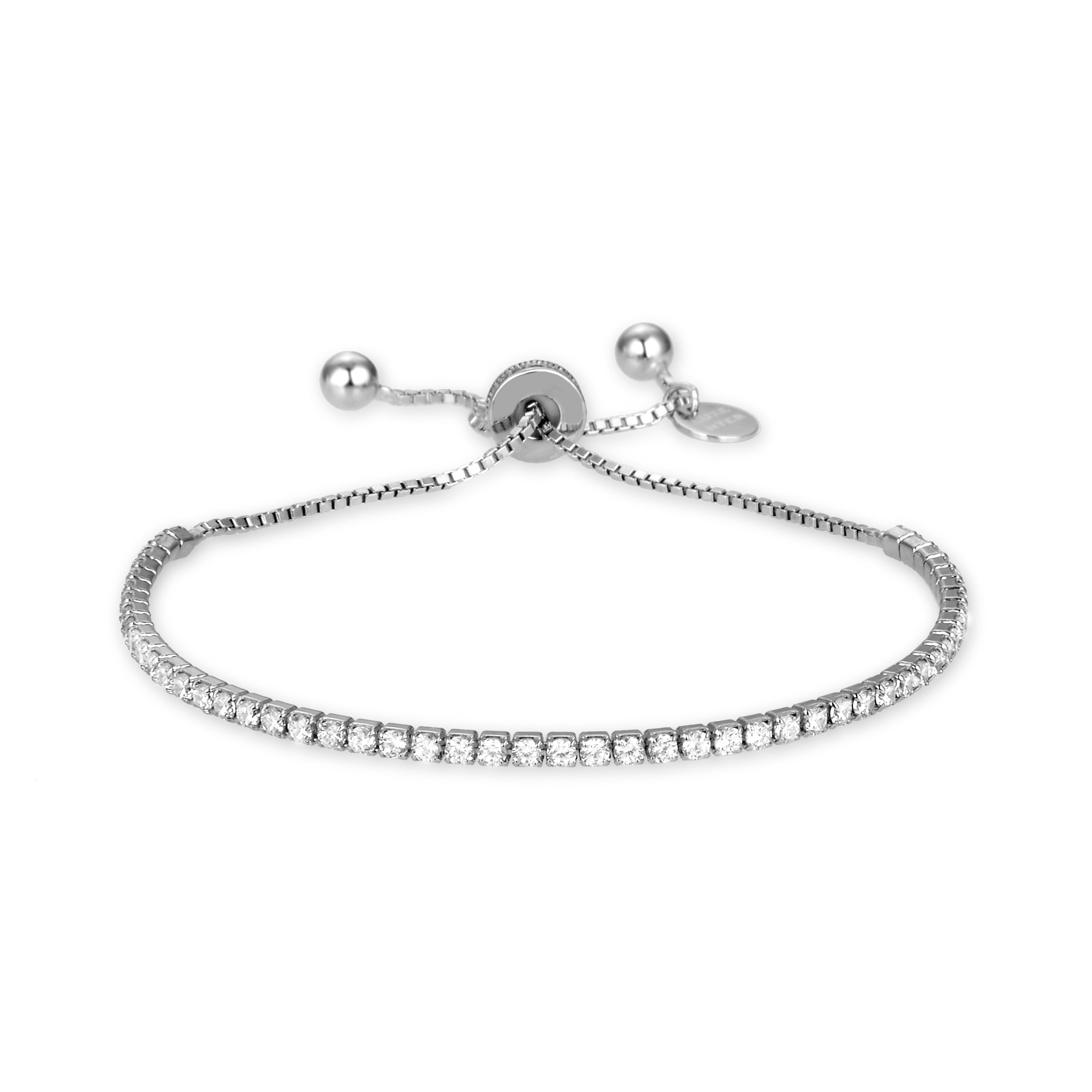 Pulsera de Aleación de Metal y Circonita Brillante acabado en rodio - Kileh